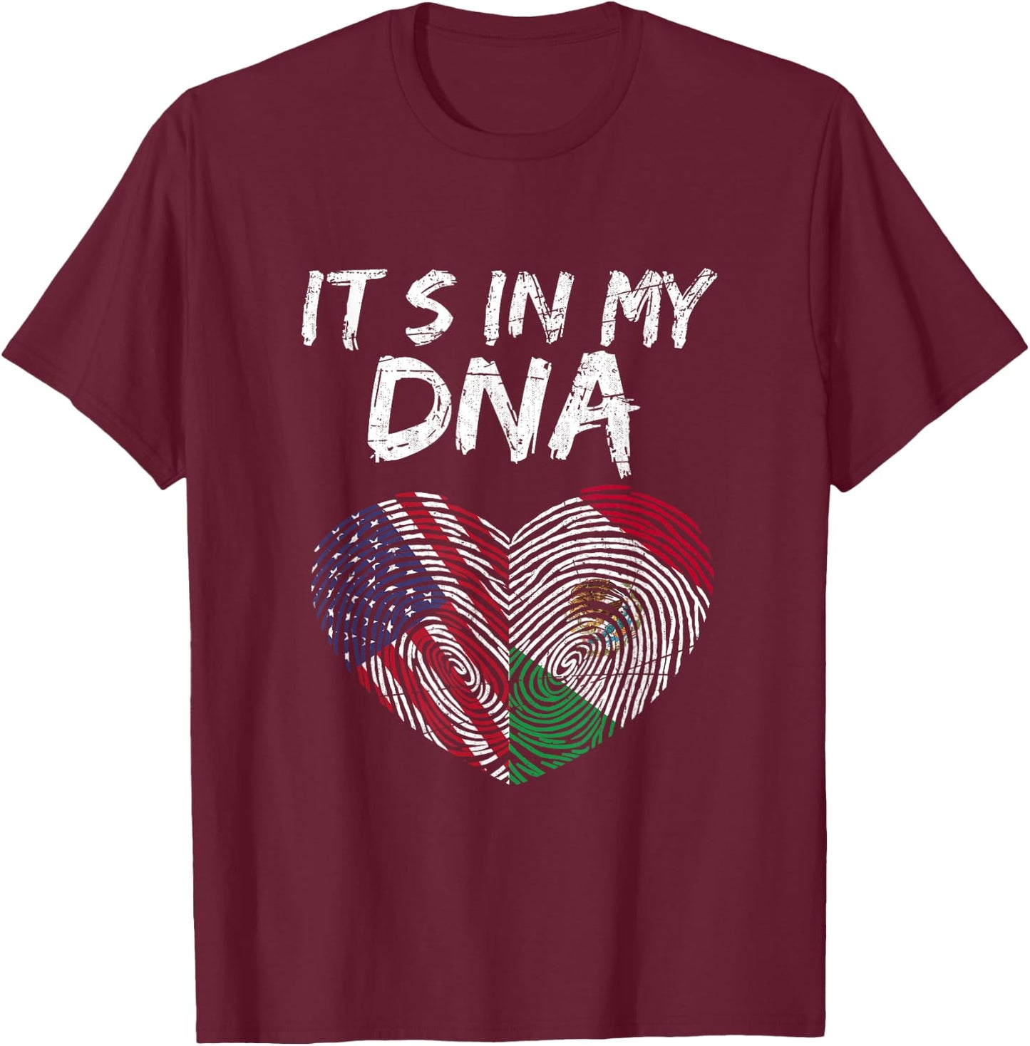 DNA USA Flag American Mexican Flag Mexico T-Shirt - T-Shirt | Maroon
