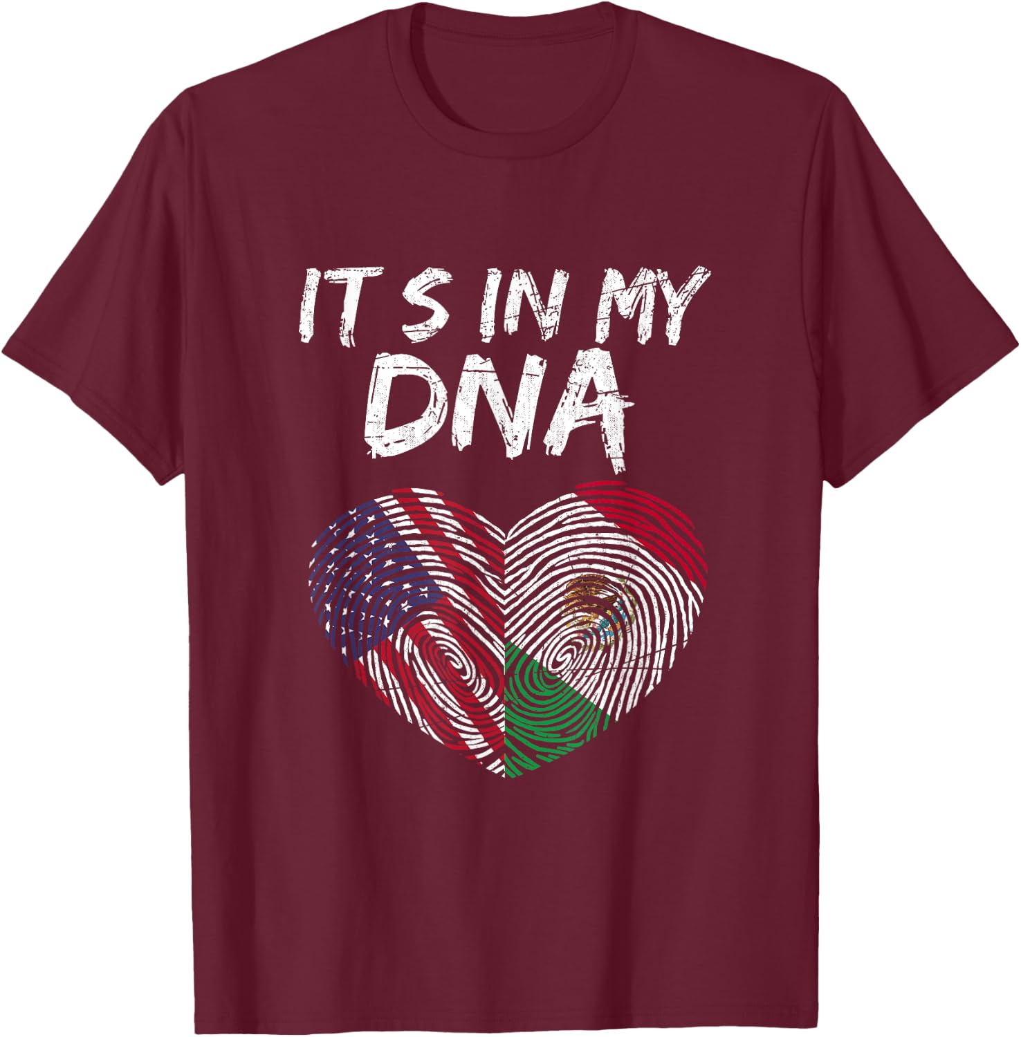 DNA USA Flag American Mexican Flag Mexico T-Shirt - T-Shirt | Maroon