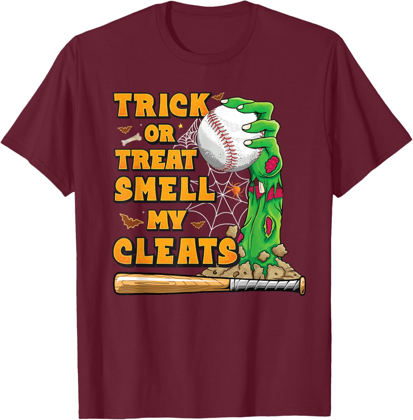 Zombie Hands Holding Baseball Funny Scary Halloween Costume T-Shirt - T-Shirt | Maroon