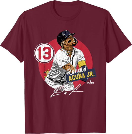 Ronald Acuna Jr. | Atlanta Baseball MLB Players | MLBRAC3002 T-Shirt - T-Shirt | Maroon