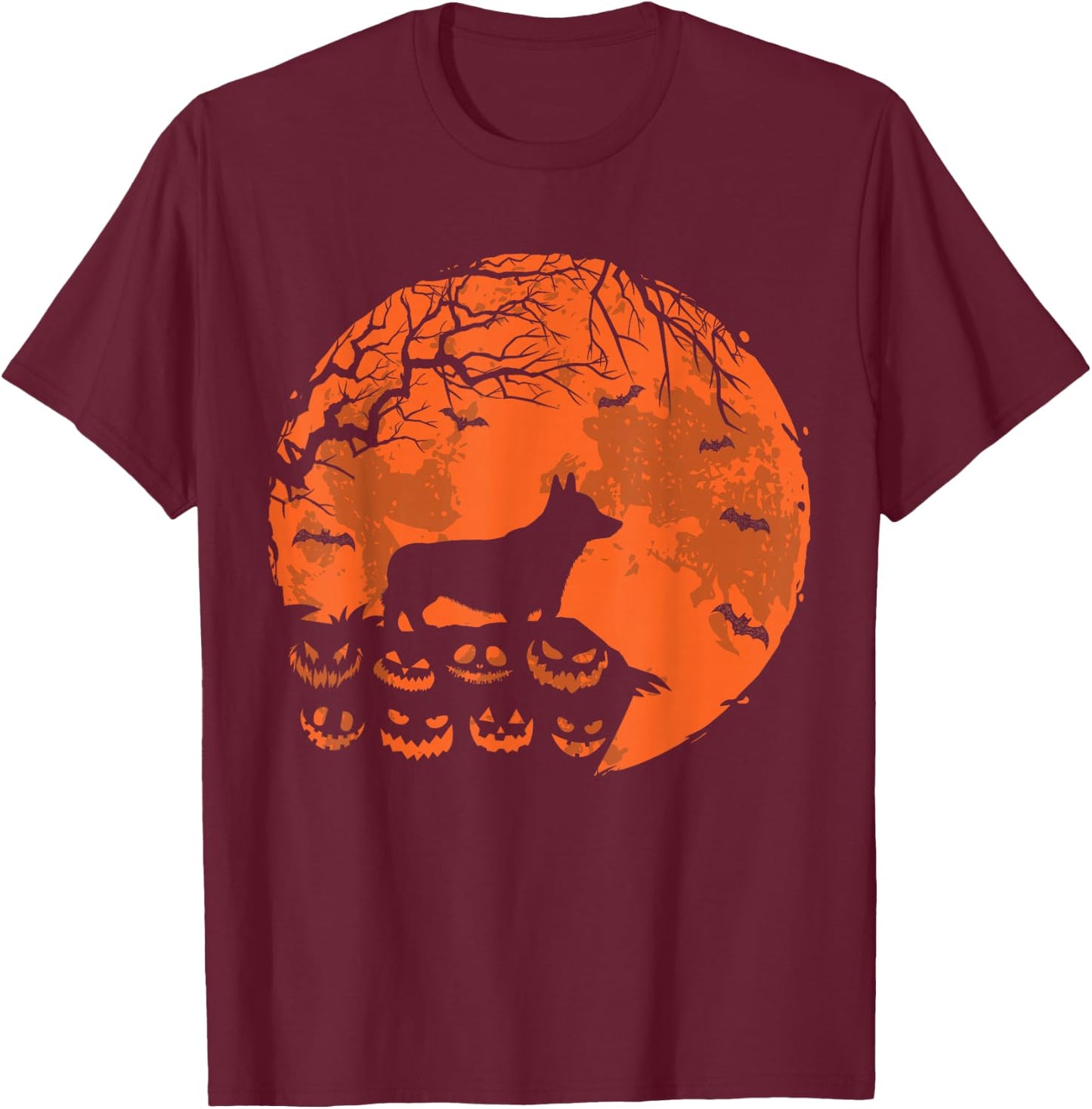 Corgi And Moon Halloween Costume Funny Dog Lover T-Shirt - T-Shirt | Maroon