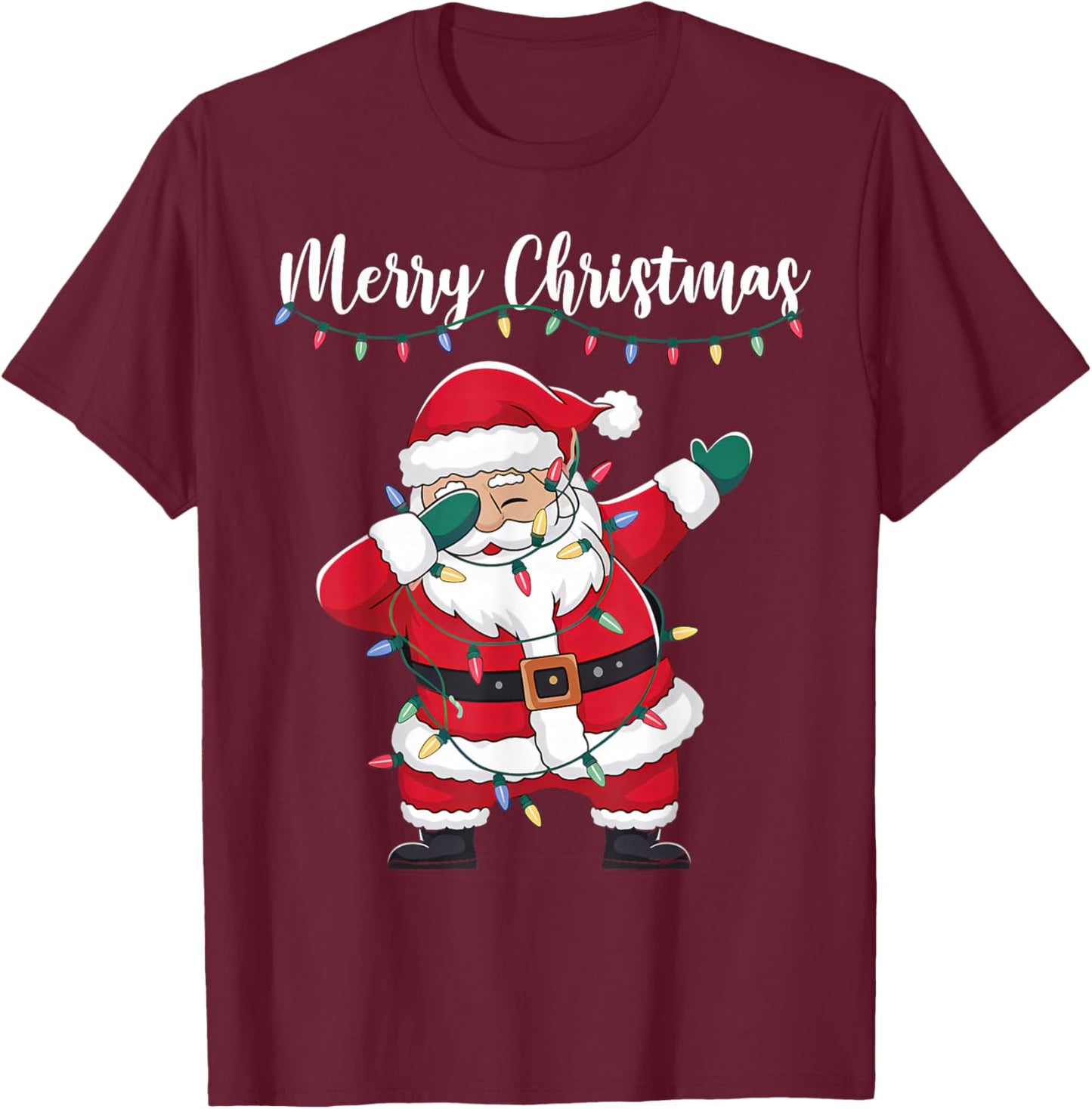 Merry Christmas Funny Dabbing Santa Claus Men Women Kids T-Shirt - T-Shirt | Maroon