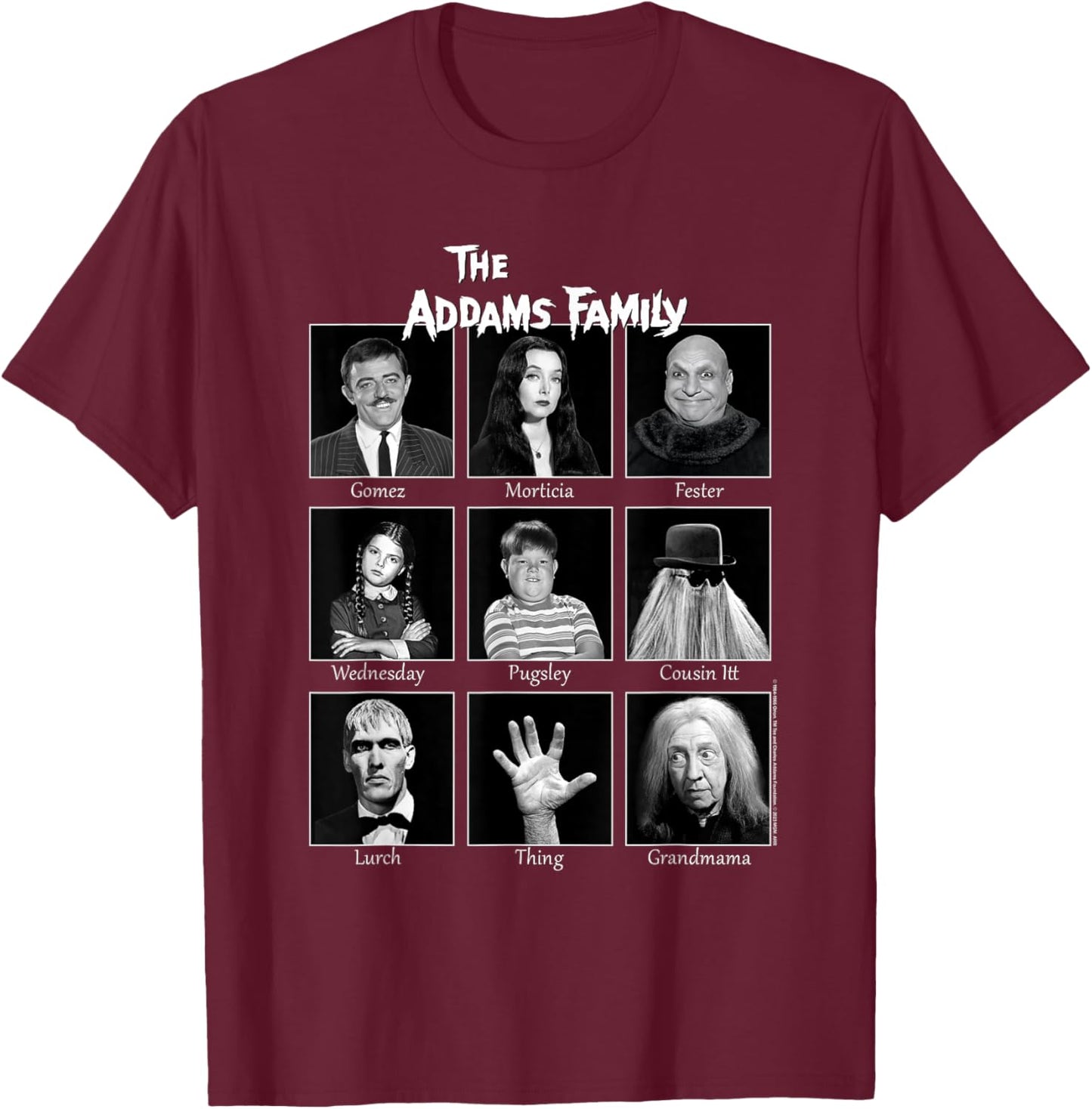 The Addams Family Portraits T-Shirt - T-Shirt | Maroon