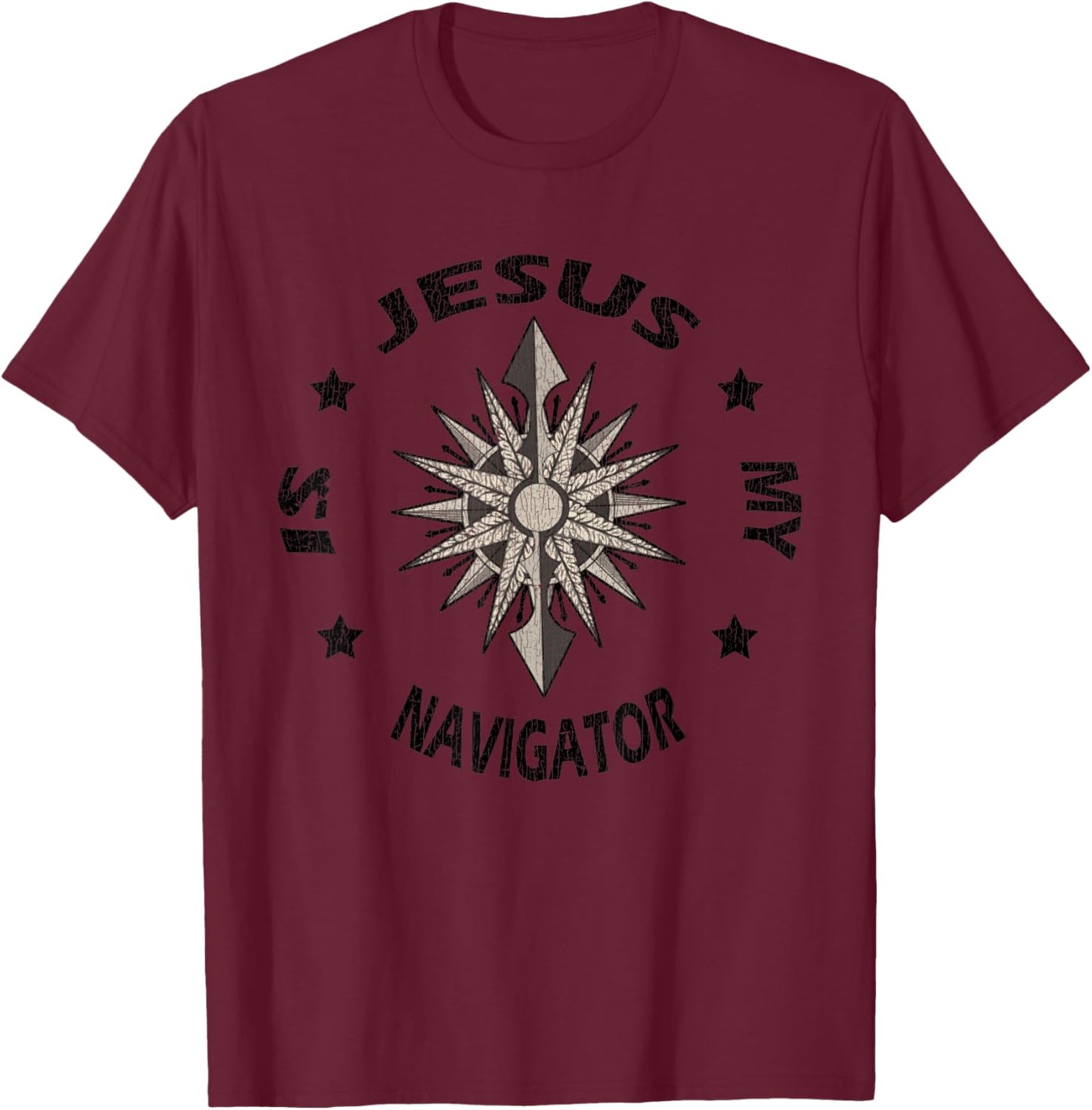 Vintage Jesus Is My Navigator T-Shirt - T-Shirt | Maroon