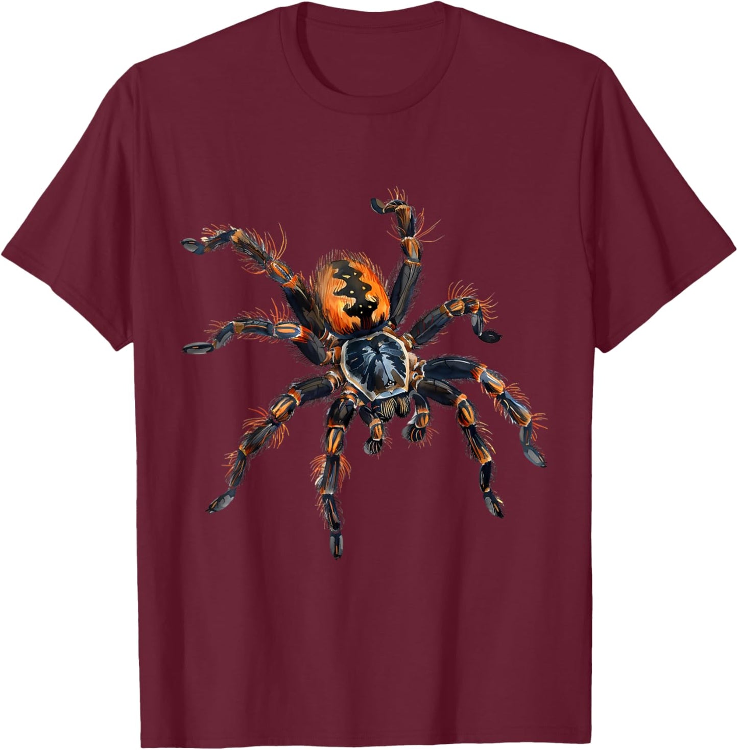 Spider drawing tarantula wildlife drawing animal art art artwork , Black, S T-Shirt - T-Shirt | Maroon