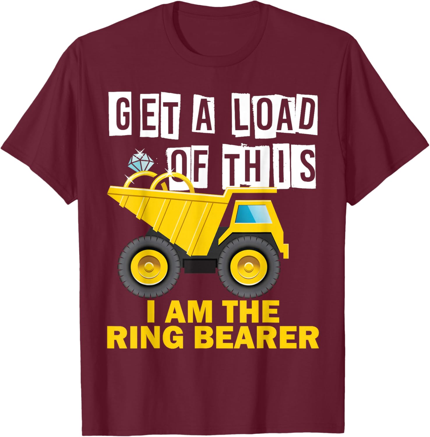 Wedding Ring Bearer Funny Truck Women Kids T-Shirt - T-Shirt | Maroon