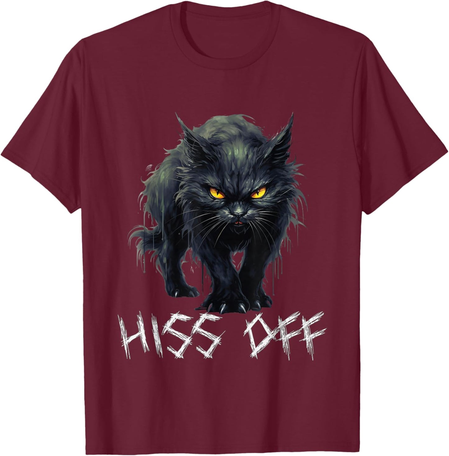 Hiss Off Cat Men Women T-Shirt - T-Shirt | Maroon