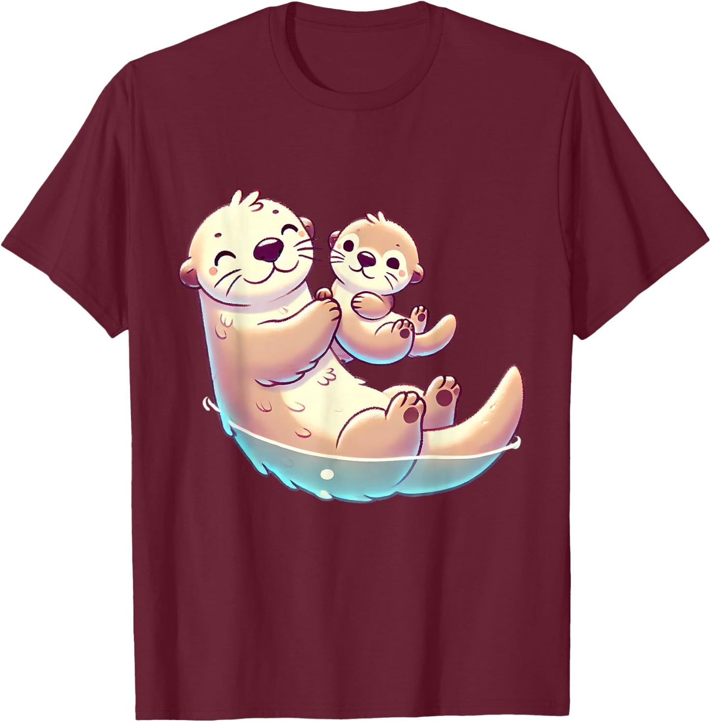 Mom and Baby Otter Mother Mama Mother's Day T-Shirt - T-Shirt | Maroon