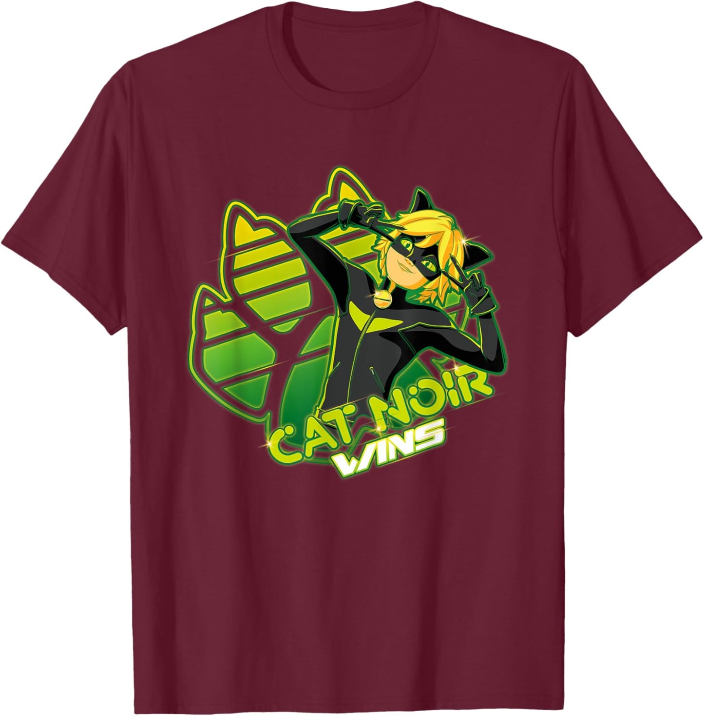 Miraculous Ladybug - Gamer Collection - Cat Noir Wins T-Shirt - T-Shirt | Maroon