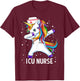 Dabbing Unicorn Funny ICU Nurse T-Shirt - T-Shirt | Maroon