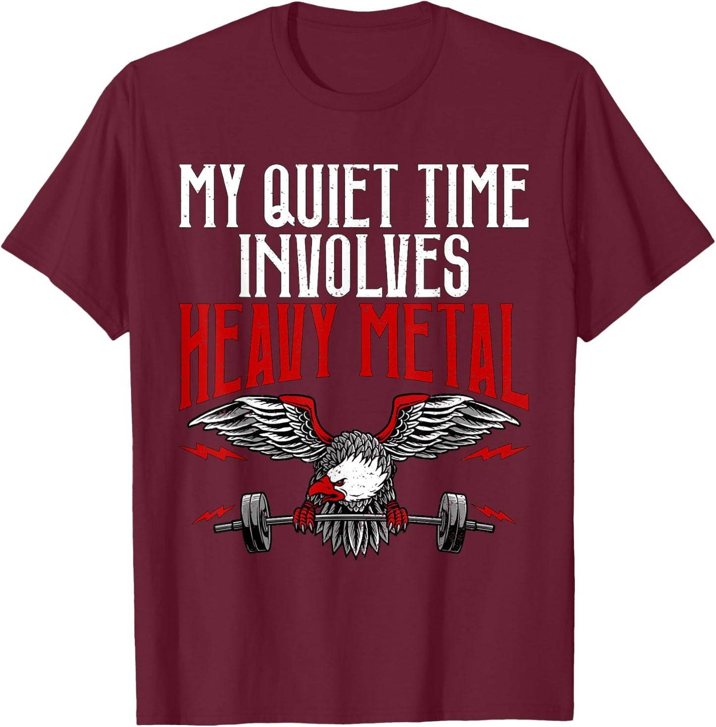 Heavy Metal | Fitness Weightlifting Deadlift Workout Gym T-Shirt - T-Shirt | Maroon