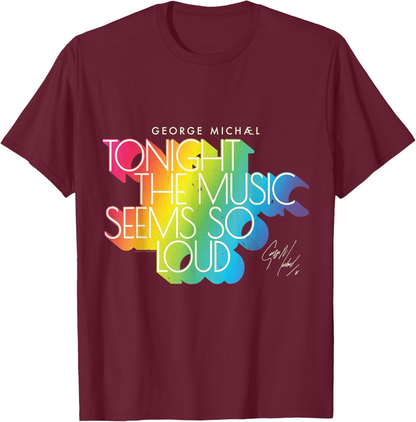 George Michael Tonight The Music Retro Rainbow (Light) T-Shirt - T-Shirt | Maroon