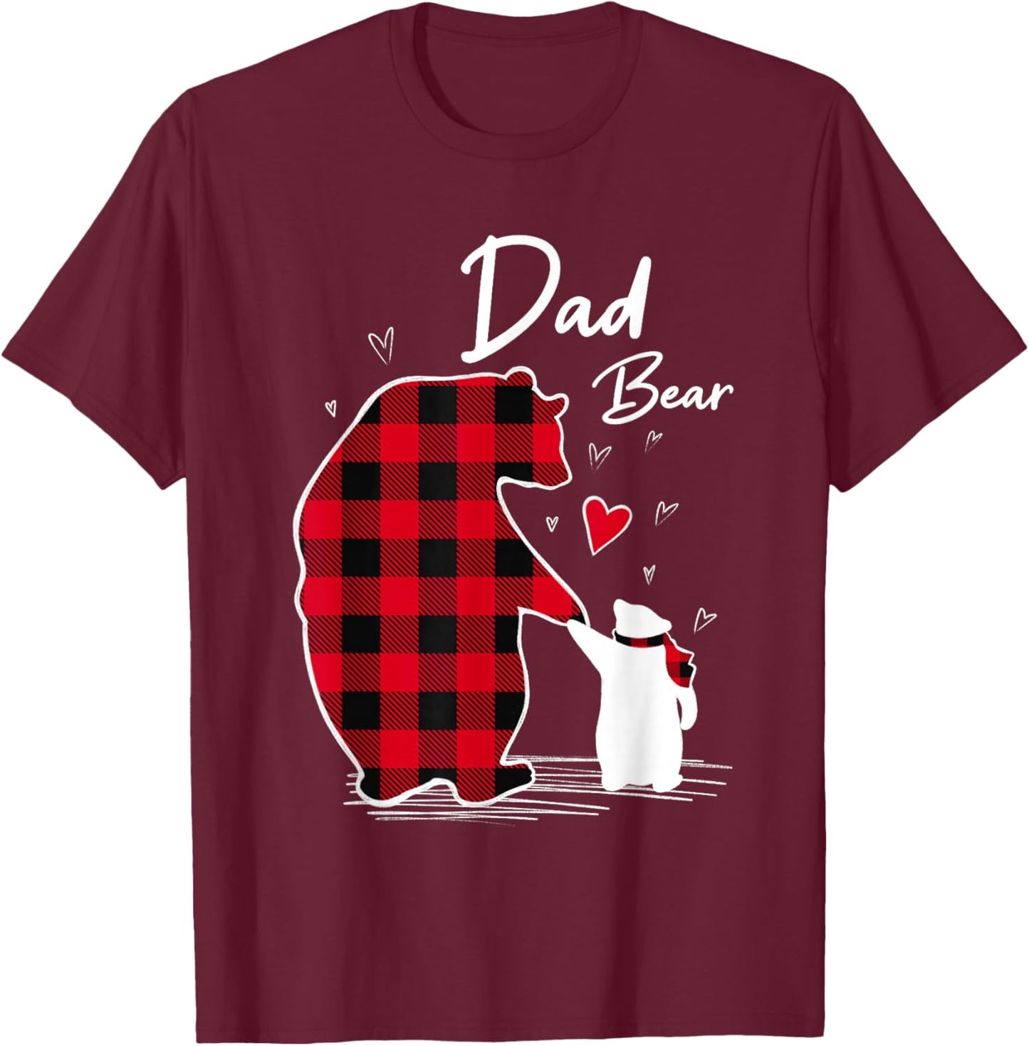 Dad Bear Christmas Pajama Red Buffalo Plaid T-Shirt - T-Shirt | Maroon