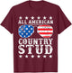 All American Stud Boy Country 4th of July USA Flag Gift T-Shirt - T-Shirt | Maroon