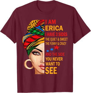 ERICA Name Surname Family Last First Name ERICA T-Shirt - T-Shirt | Maroon