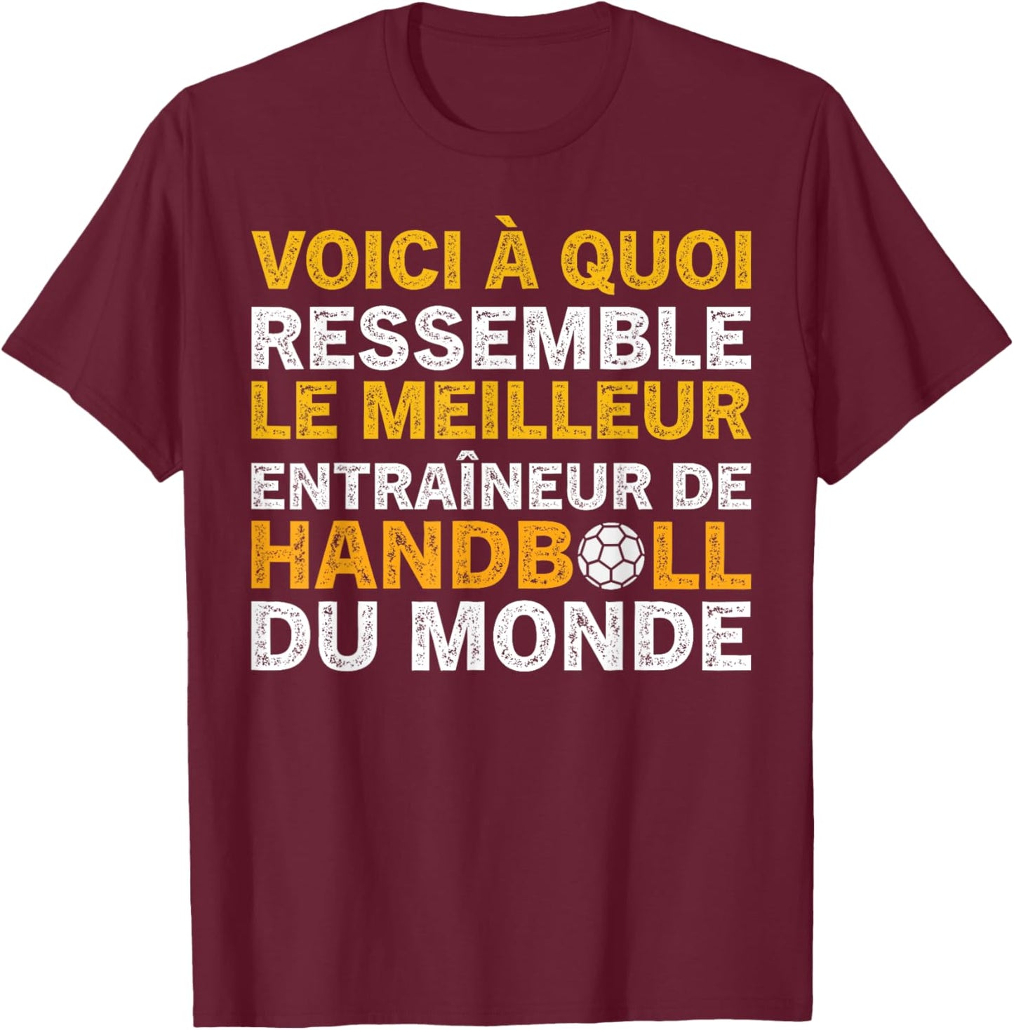 Funny Coach Best Handball Coach , Black, S T-Shirt - T-Shirt | Maroon