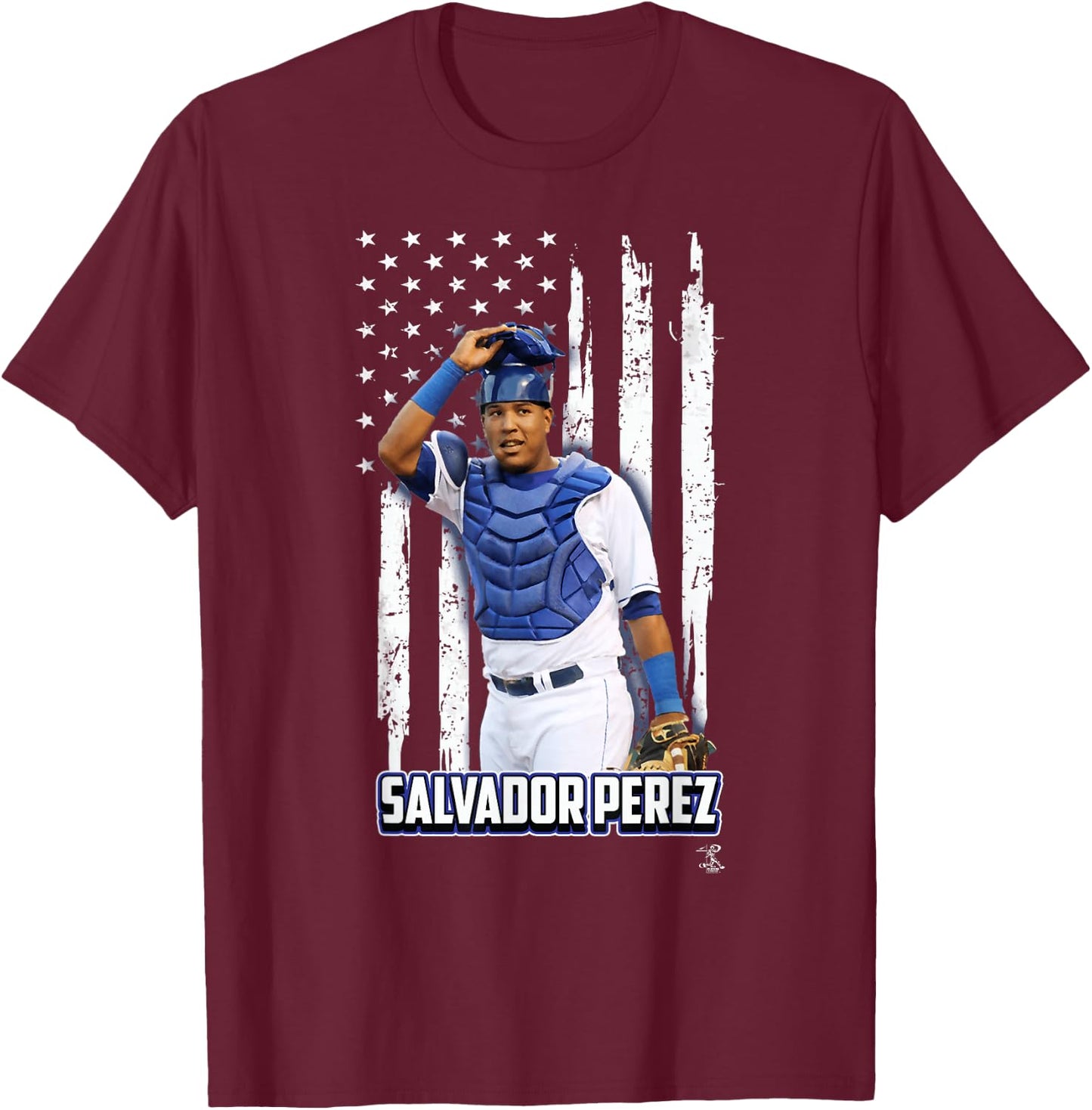 Salvador Perez Nation Flag - Apparel T-Shirt - T-Shirt | Maroon