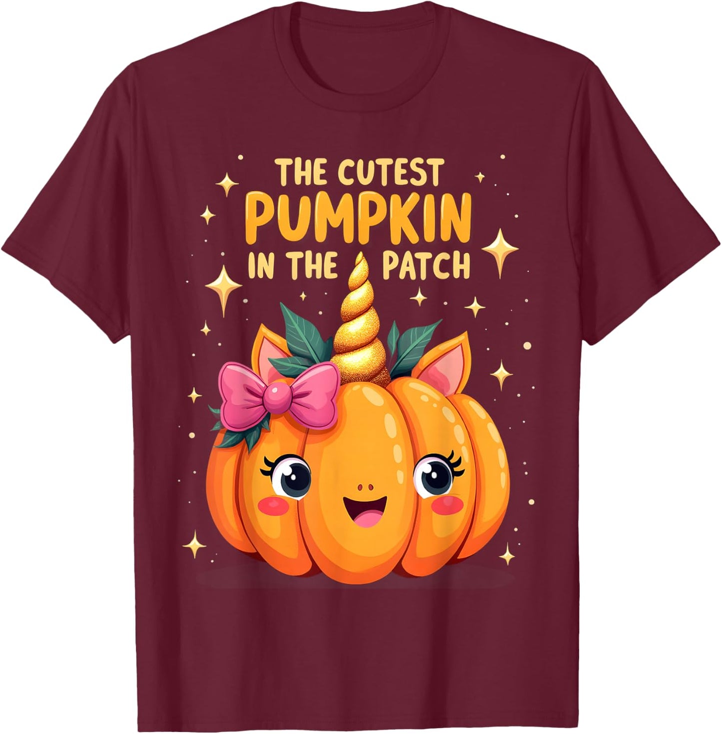 The Cutest Pumpkin In The Patch Halloween Pumpkin Kids T-Shirt - T-Shirt | Maroon