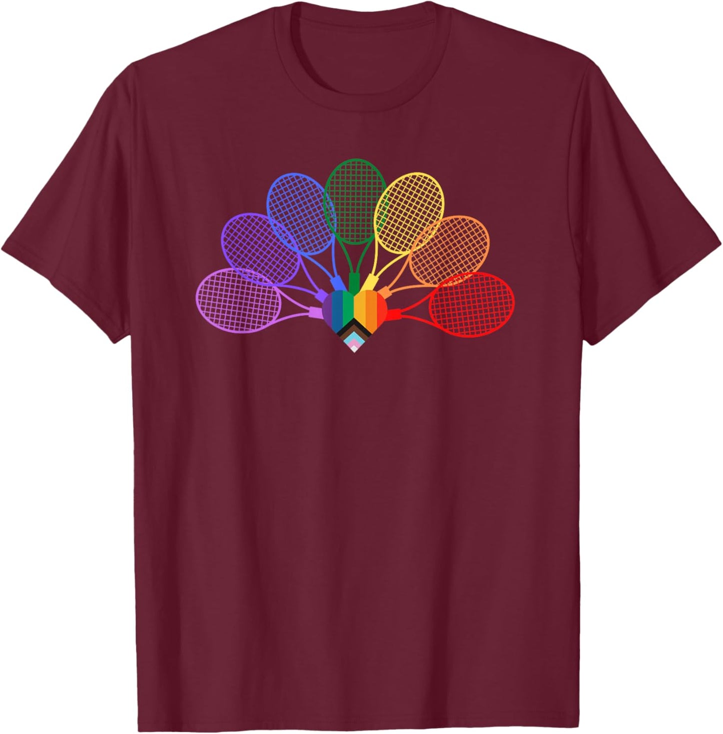 RPF Designs Rainbow Raquets T-Shirt - T-Shirt | Maroon