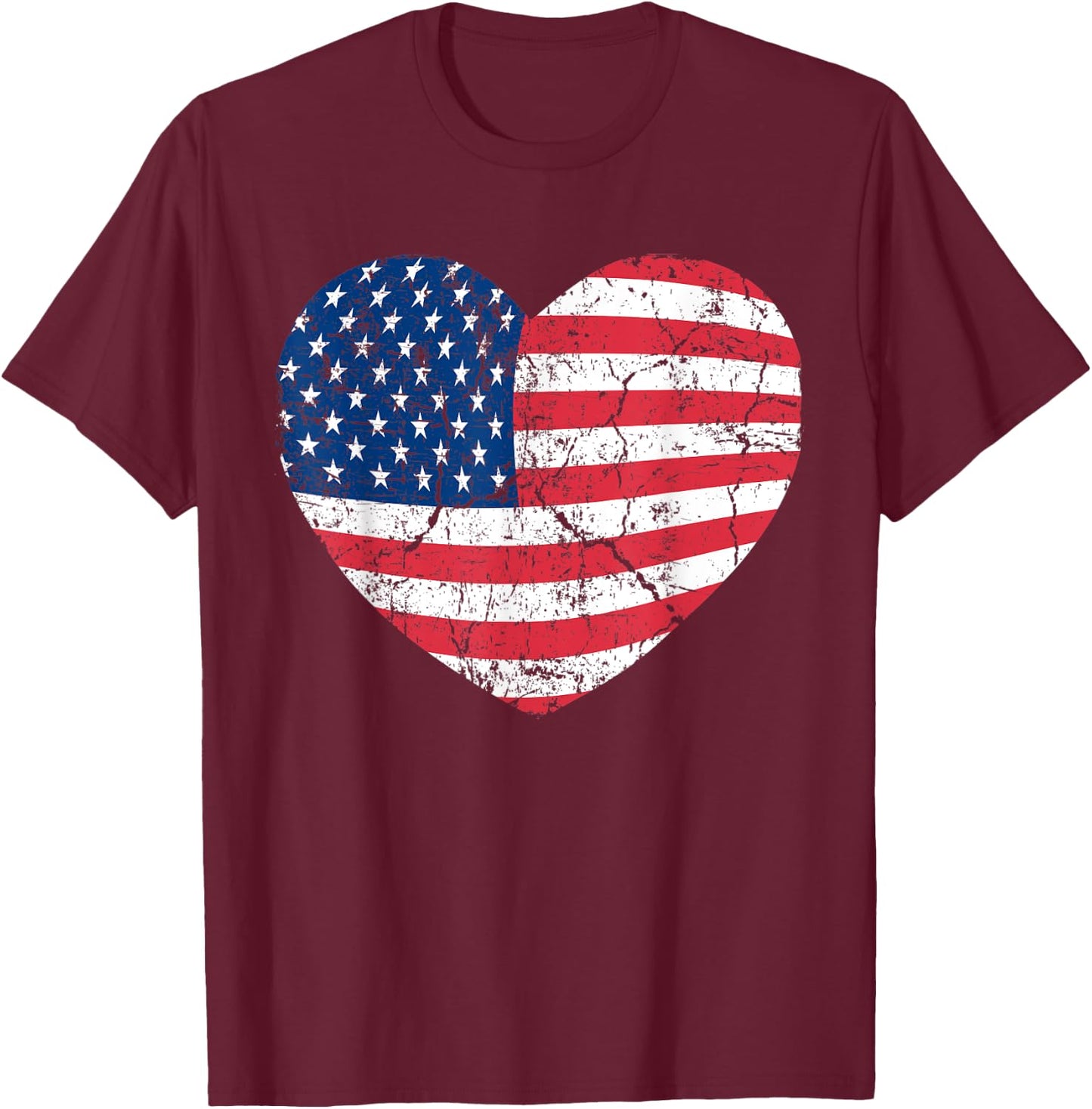 America Heart Love America Shirt Heart Flag T-Shirt - T-Shirt | Maroon