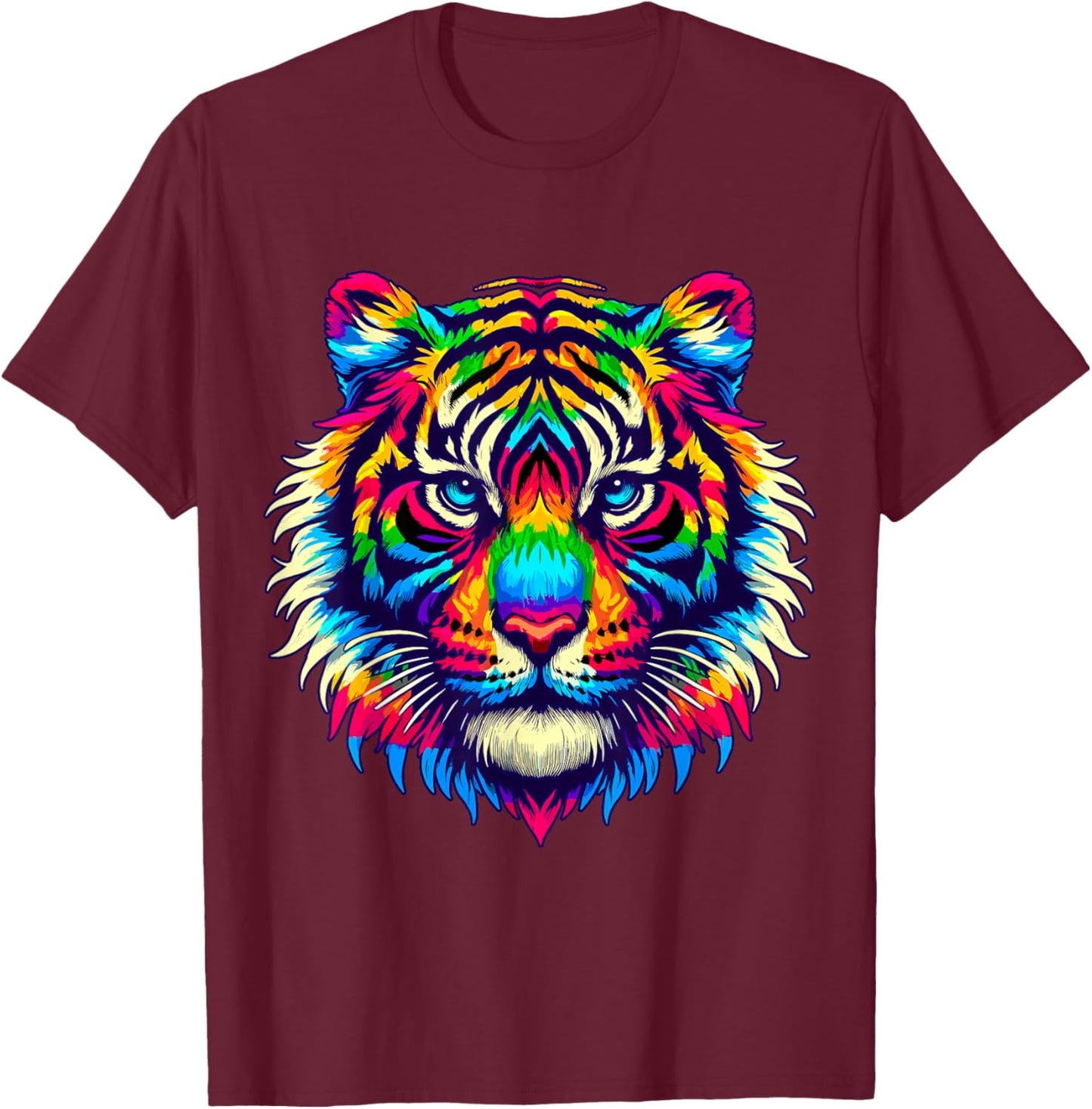 Tie-Dye Tiger Hippie Peace T-Shirt - T-Shirt | Maroon