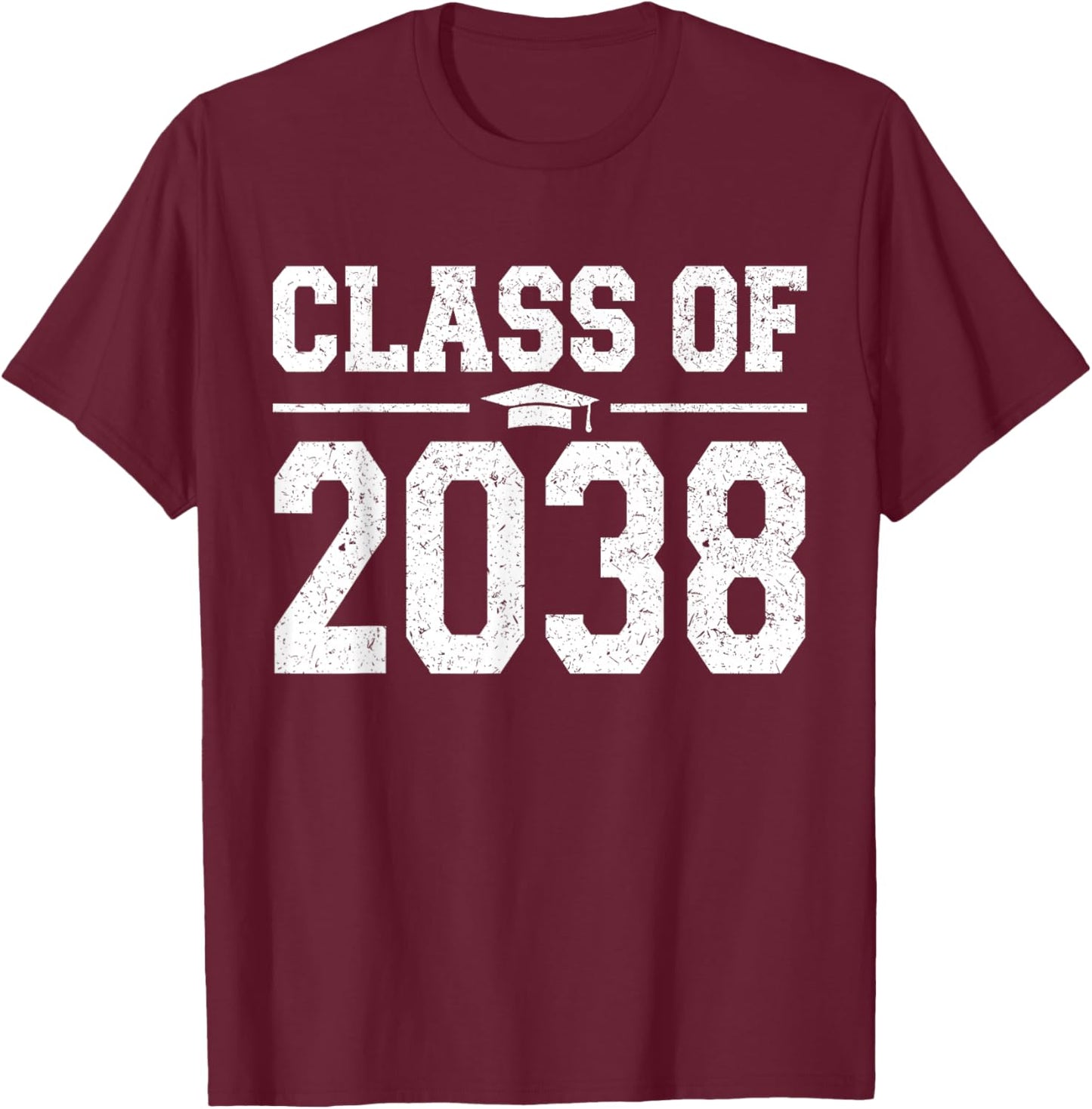 Class of 2038 Grow With Me Graduation Vintage Kindergarten T-Shirt - T-Shirt | Maroon