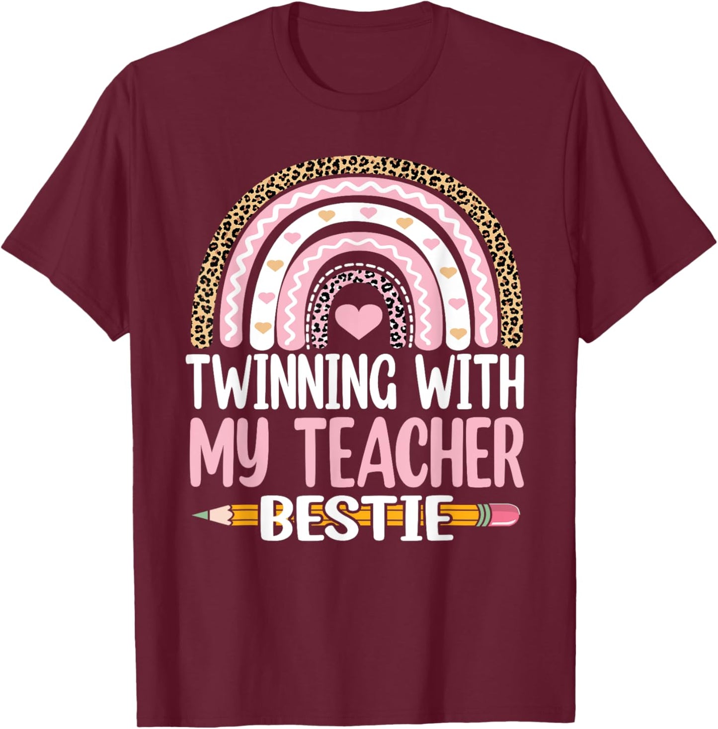 Twinning with my teacher bestie rainbow Matching teachers Women Kids T-Shirt - T-Shirt | Maroon