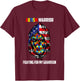 Autism Warrior Fighting For My Grandson Skull American Flag Women Men T-Shirt - T-Shirt | Maroon