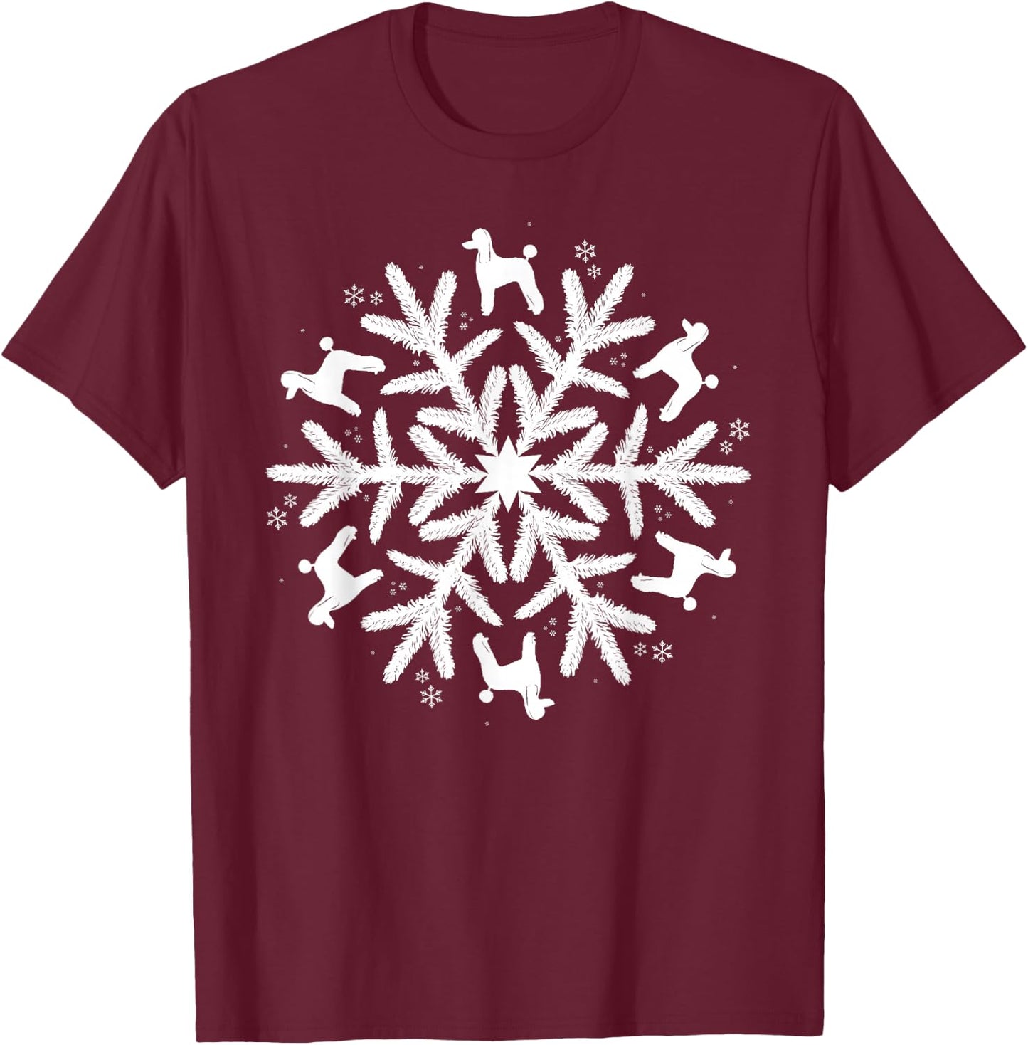 Snowflake Christmas Poodle T-Shirt - T-Shirt | Maroon