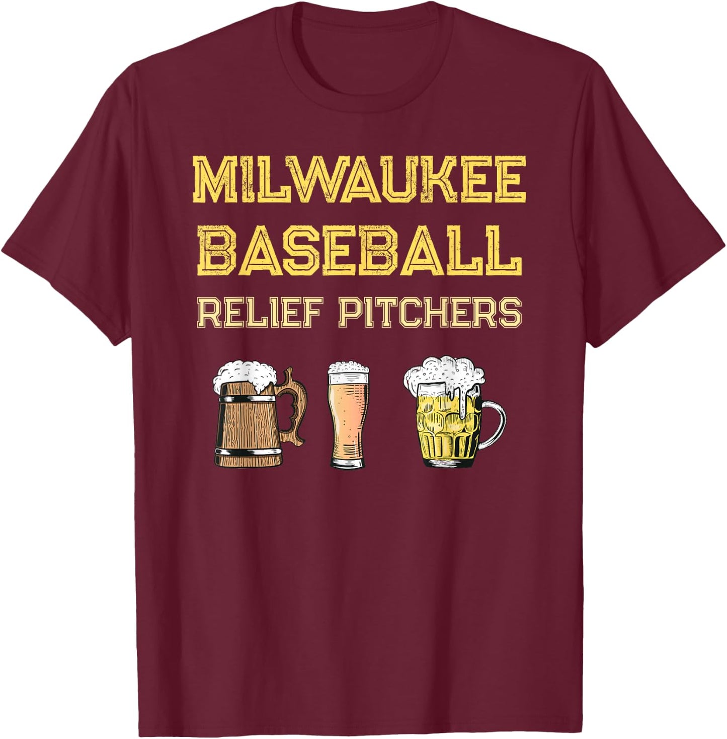 Classic Milwaukee Baseball & Beer Fan Retro Wisconsin T-Shirt - T-Shirt | Maroon