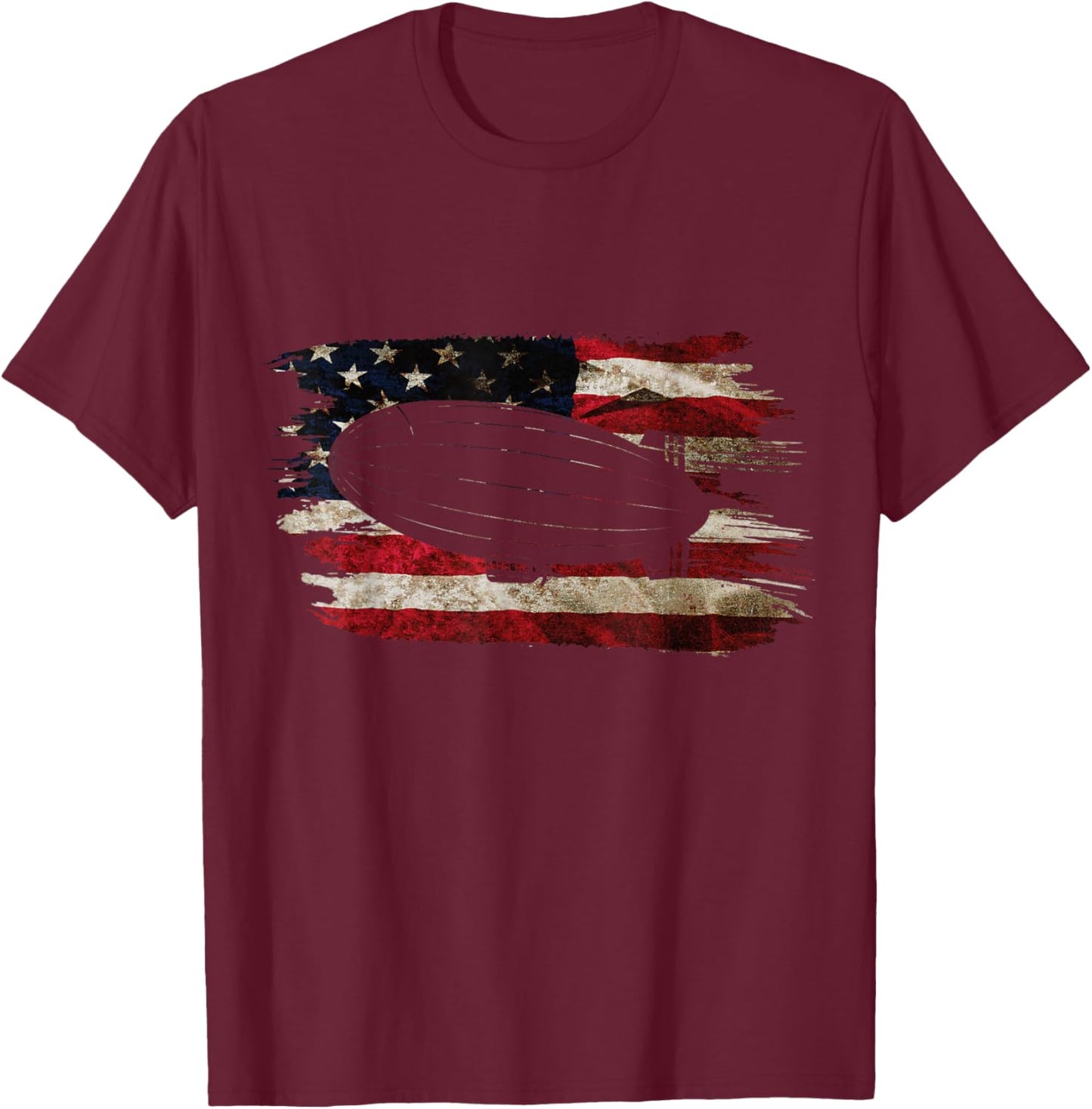 Retro Zeppelin 70s Dirigible Blimp Airship Zepelin Zepplin T-Shirt - T-Shirt | Maroon