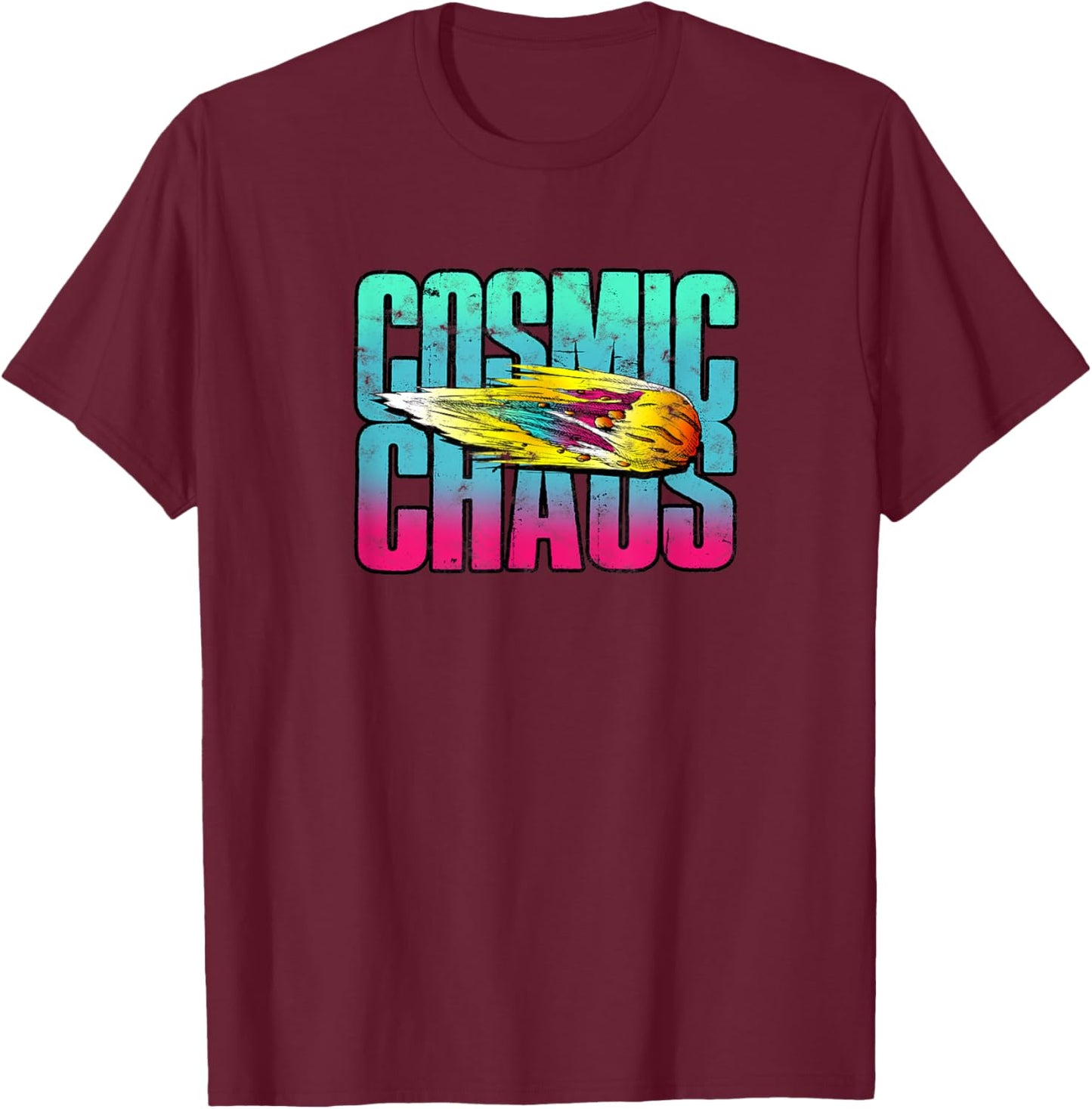 Cosmic Chaos - Space T-Shirt - T-Shirt | Maroon