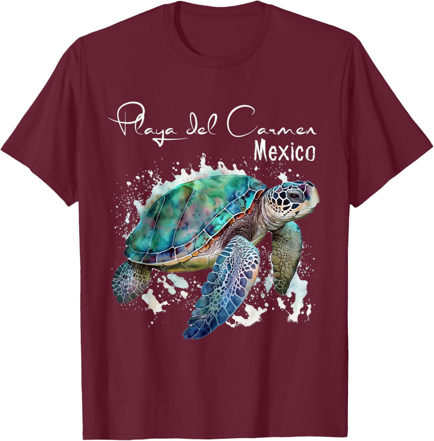 Playa Del Carmen Mexico Sea Turtle Playa Souvenir T-Shirt - T-Shirt | Maroon