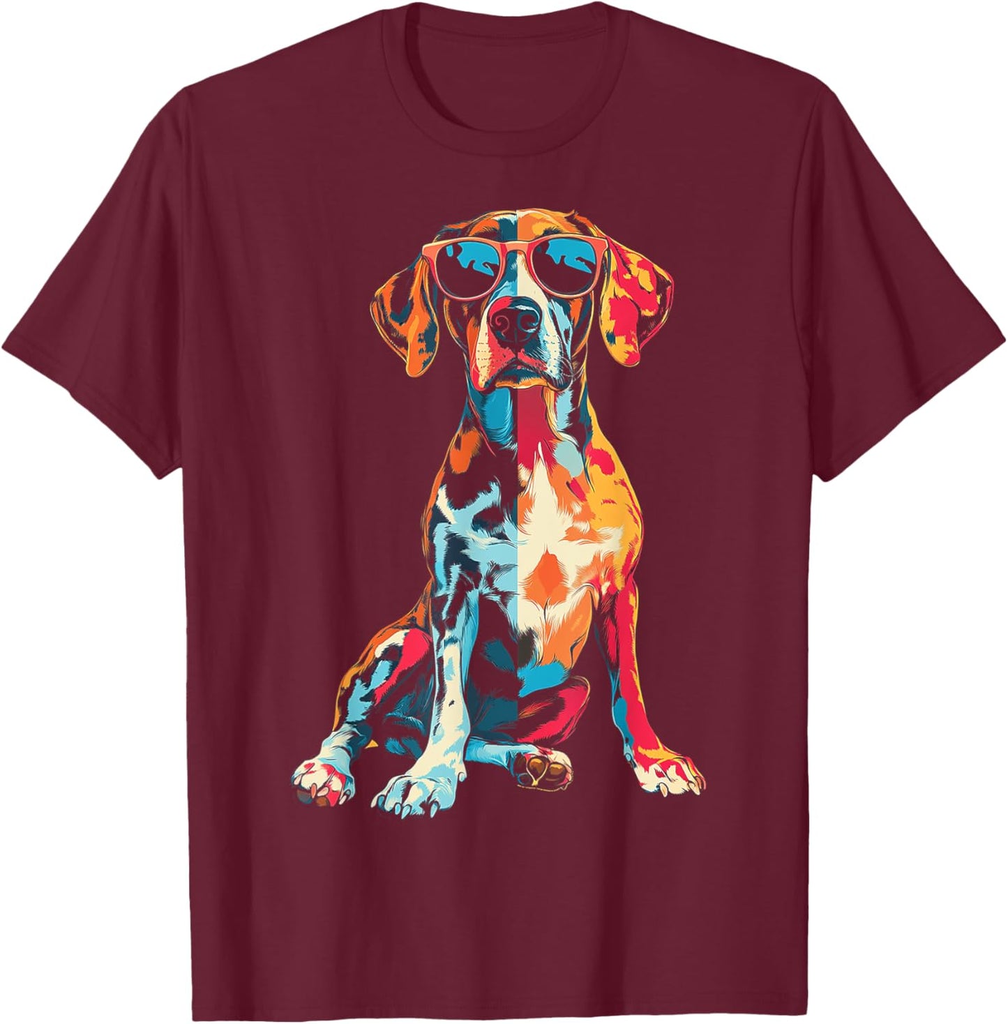 German Short Haired Pointer Dog Artwork T-Shirt - T-Shirt | Maroon