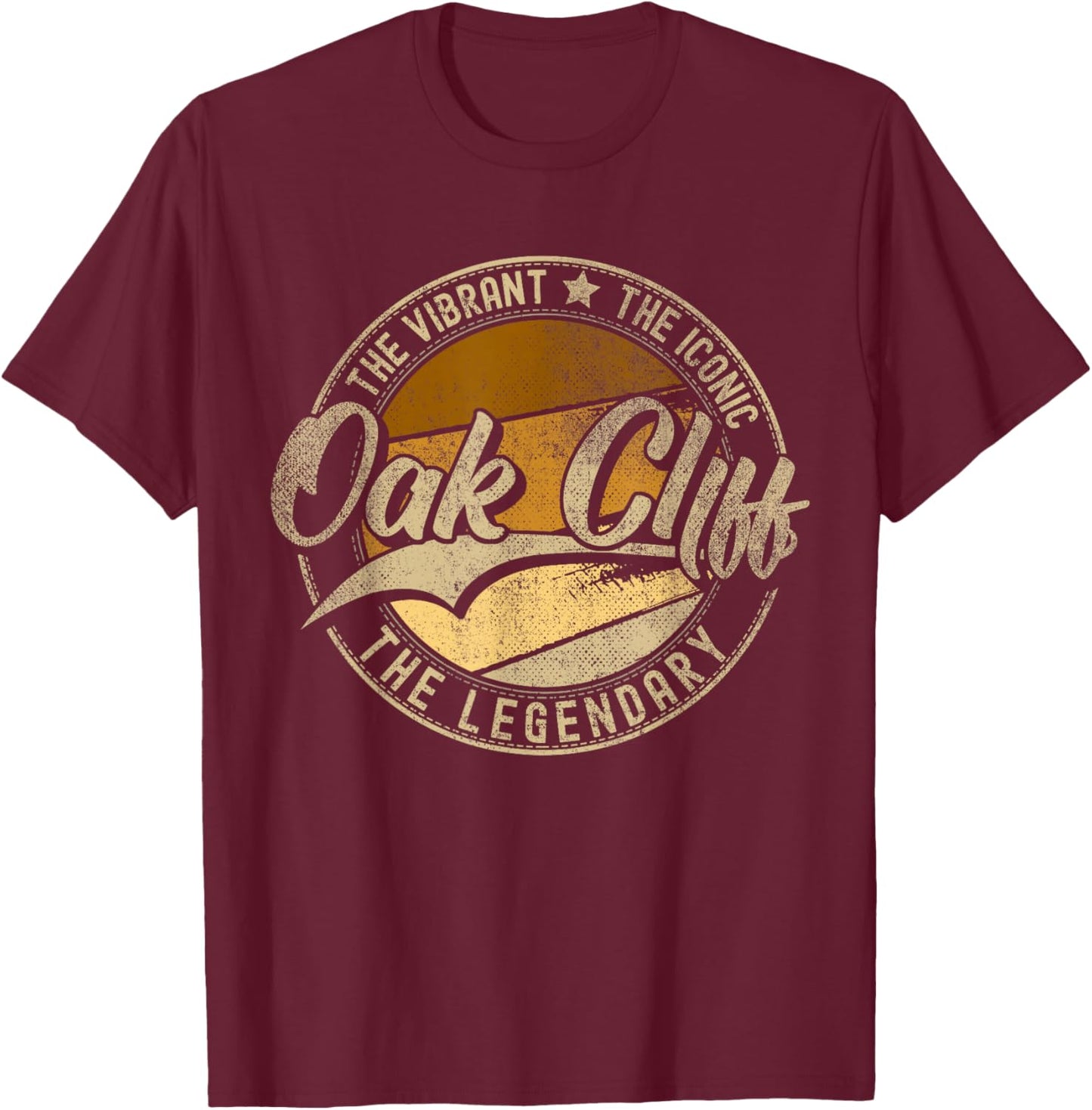 Oak Cliff TX | Texas Vintage Distressed T-Shirt - T-Shirt | Maroon
