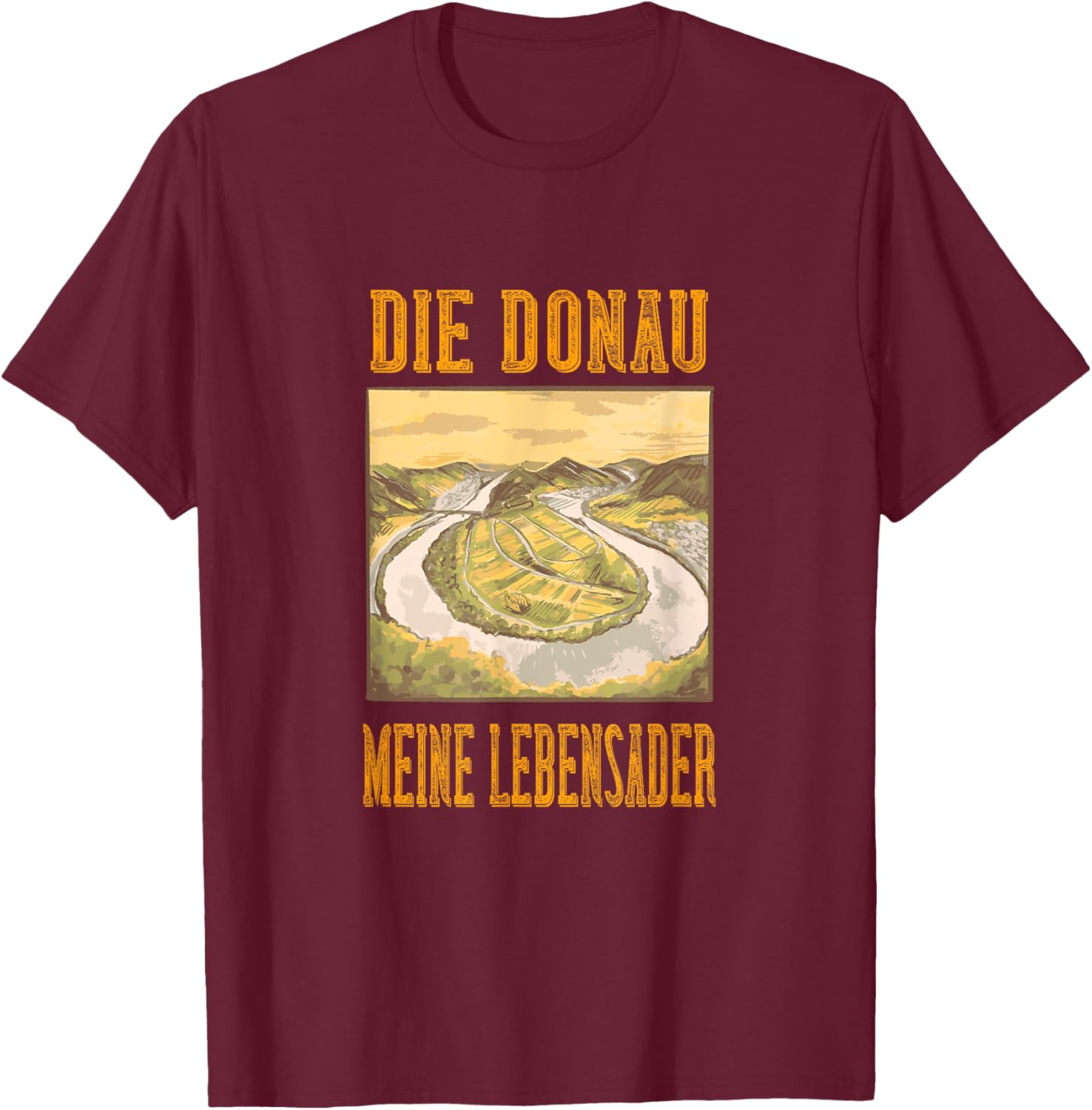Meine Lebensader Wachau Linz Wien Regensburg Fluss Donau T-Shirt - T-Shirt | Maroon