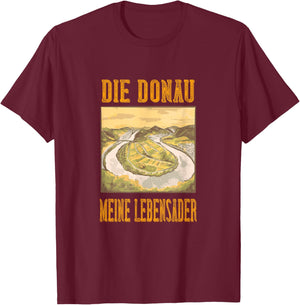 Meine Lebensader Wachau Linz Wien Regensburg Fluss Donau T-Shirt - T-Shirt | Maroon
