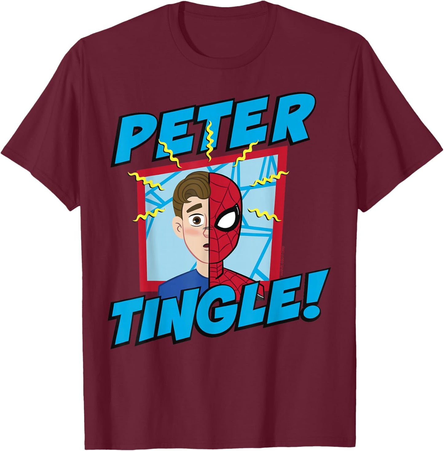 Marvel Spider-Man Far From Home Peter Tingle Poster T-Shirt - T-Shirt | Maroon
