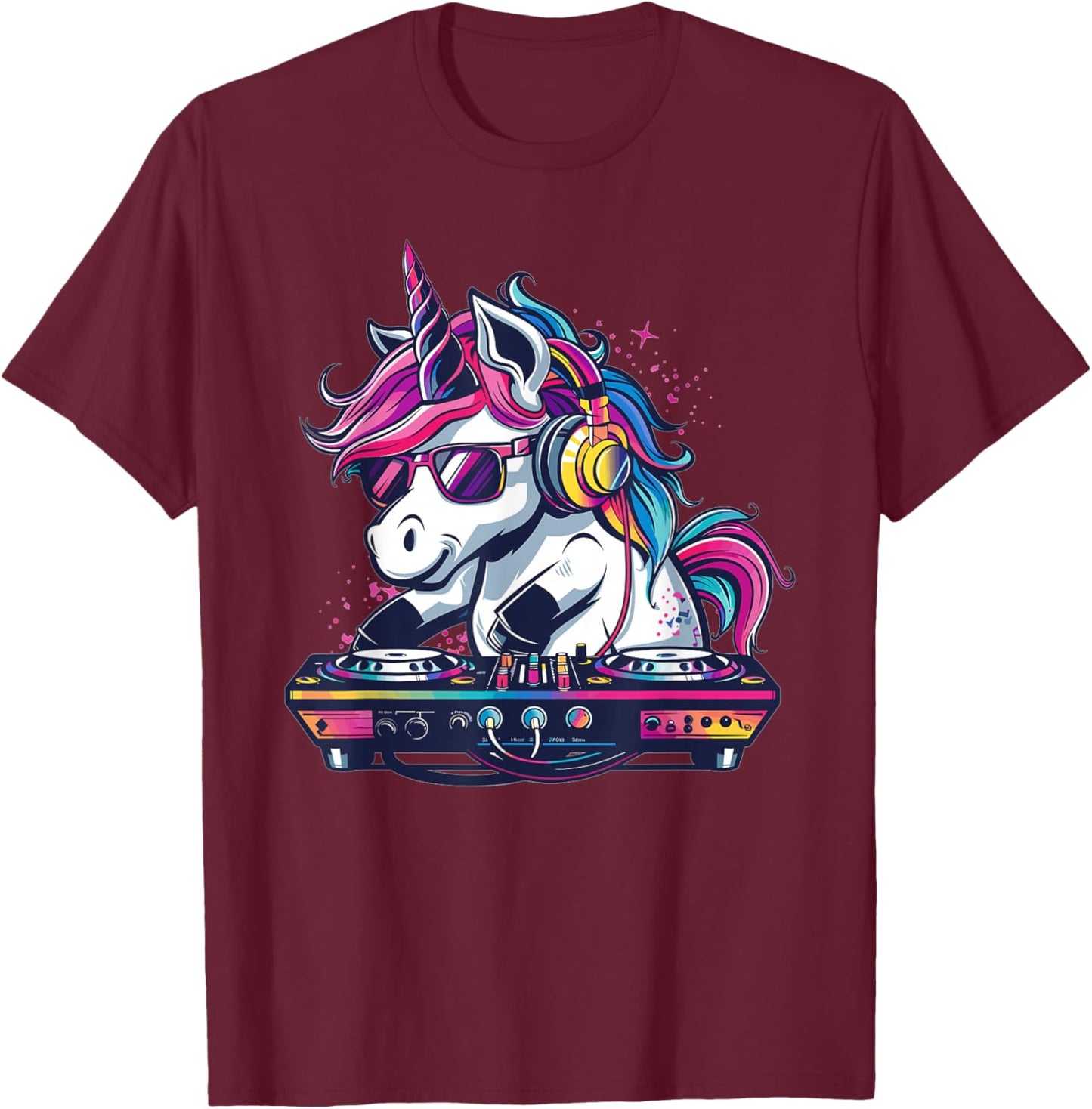 Music DJ Discjockey Art I Kids Deejay -Child Cartoon Themed , Black, Small T-Shirt - T-Shirt | Maroon