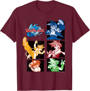 Beyblade GENERATON 1 BLADEBREAKERS Mono Dark T-Shirt - T-Shirt | Maroon