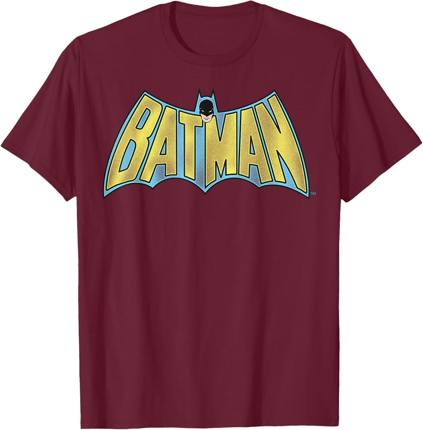 DC Comics Batman Vintage Bold Text Logo T-Shirt - T-Shirt | Maroon