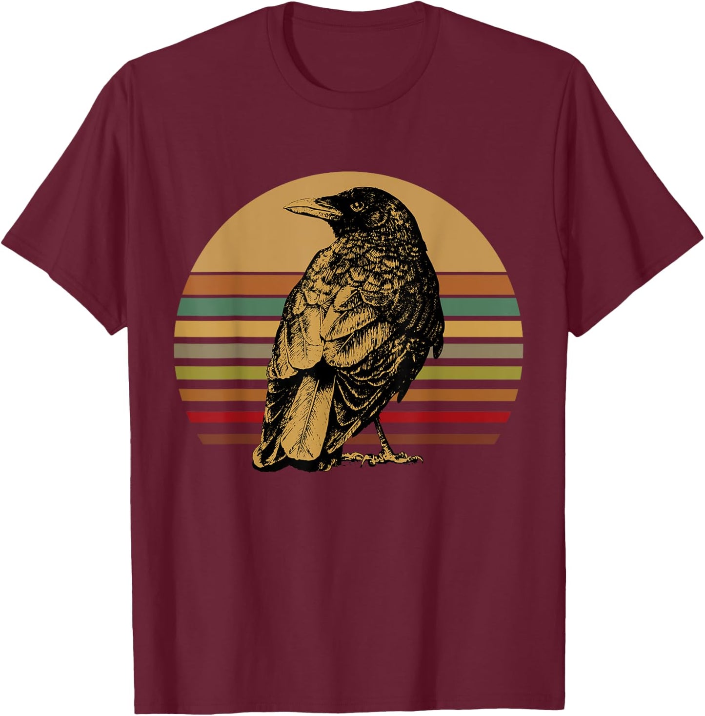 Black Crow Retro Bird Watching Gift Raven Crows T-Shirt - T-Shirt | Maroon