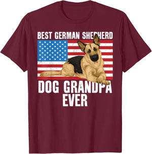 Best German Shepherd Dog Grandpa Ever T-Shirt - T-Shirt | Maroon