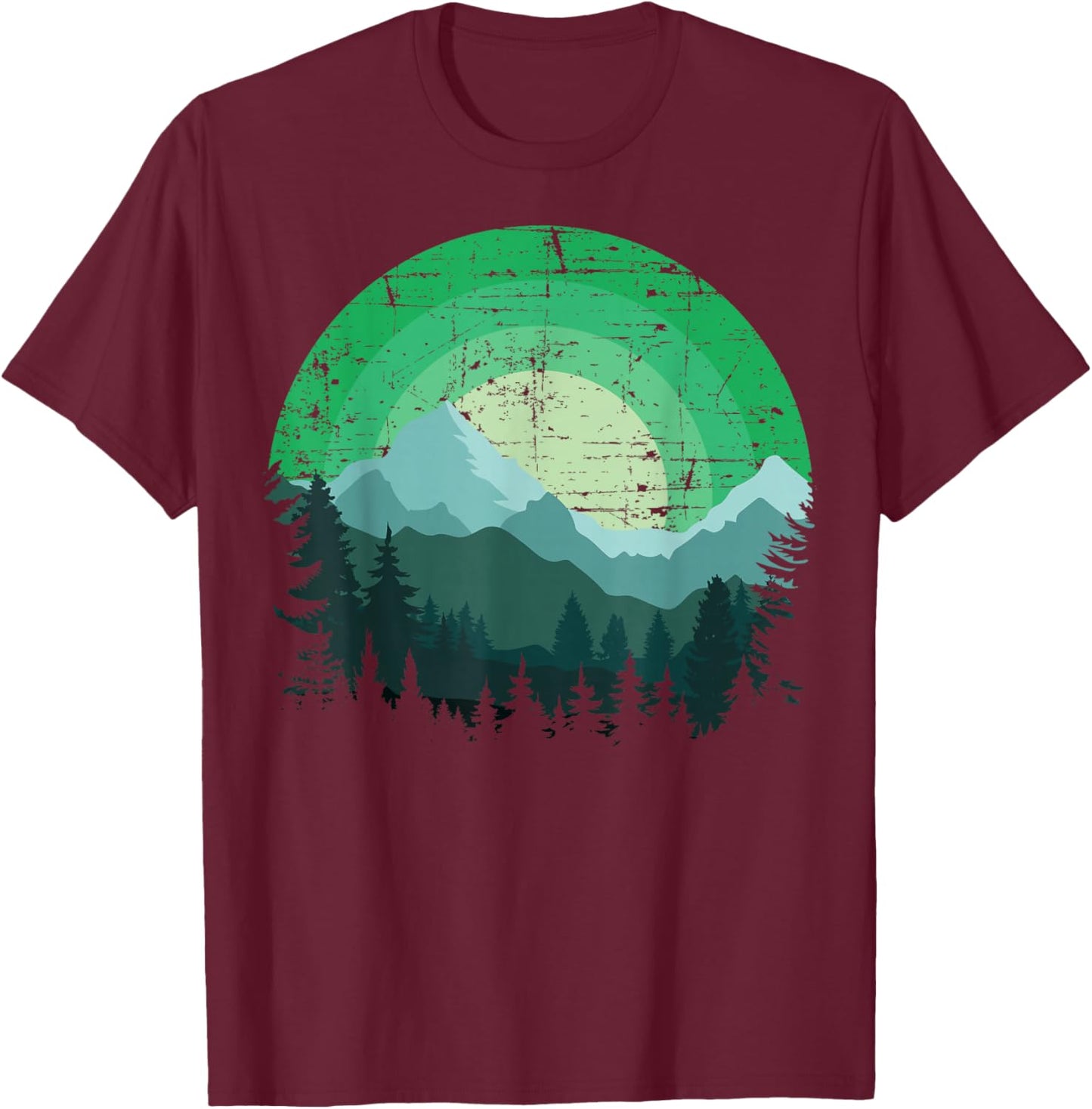 Timeless Mountain, Nature Trees and Forest T-Shirt - T-Shirt | Maroon