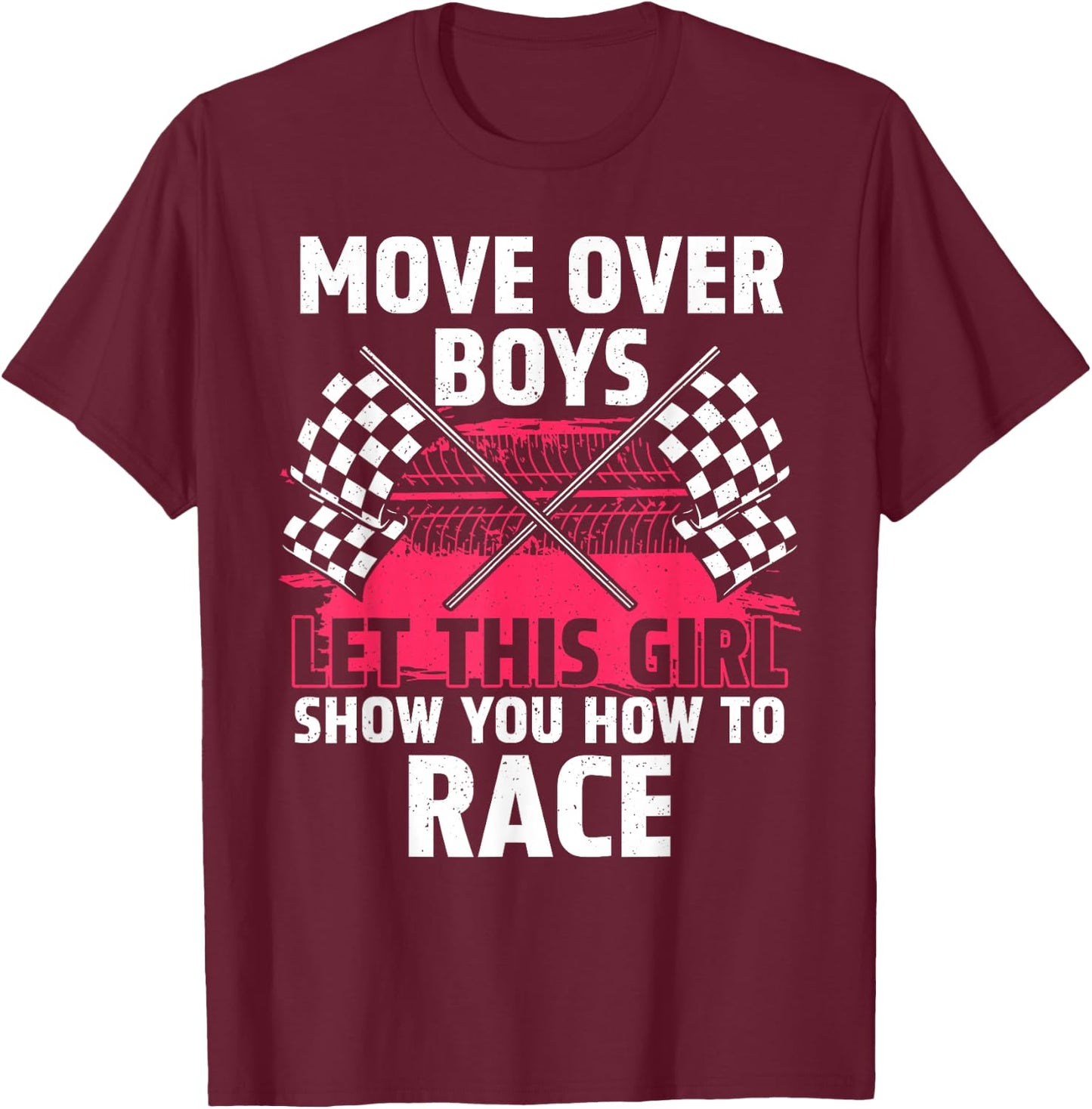 Car Racing Art Girls Race Track Race Car Driver T-Shirt - T-Shirt | Maroon