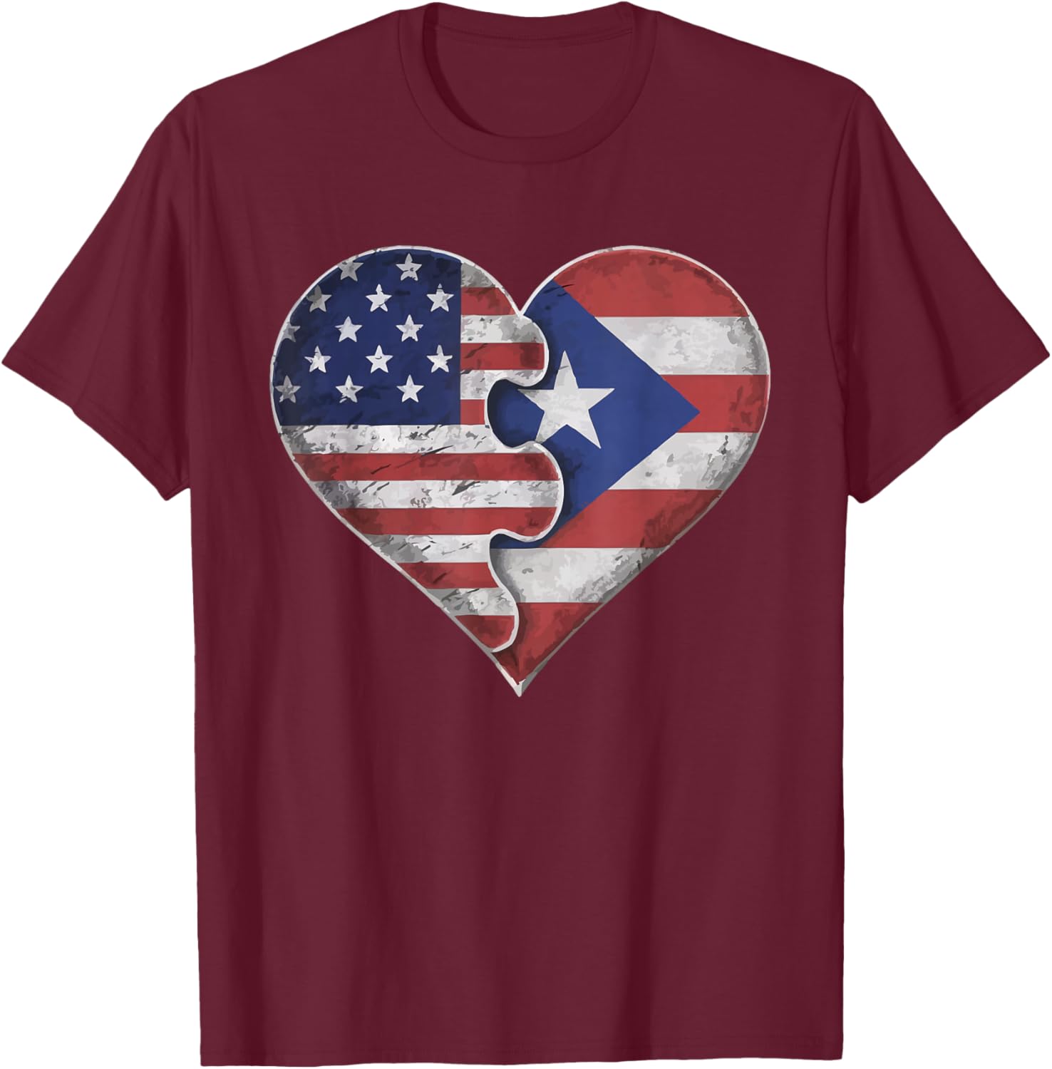 Half Puerto Rican Half American USA Flag Puerto Rico T-Shirt - T-Shirt | Maroon