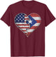 Half Puerto Rican Half American USA Flag Puerto Rico T-Shirt - T-Shirt | Maroon