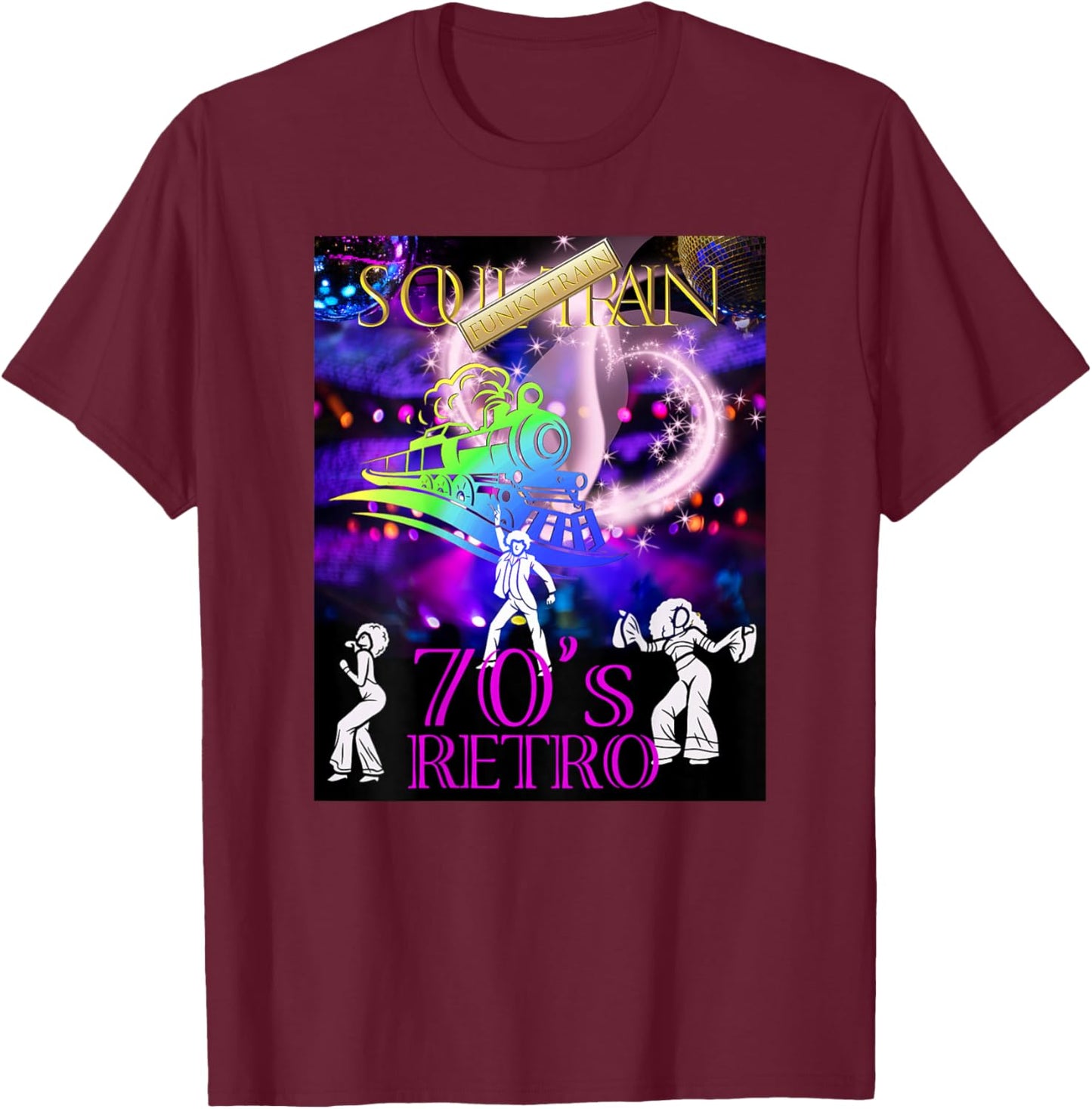 Soul Train_Funky_016_Back Printed T-Shirt - T-Shirt | Maroon