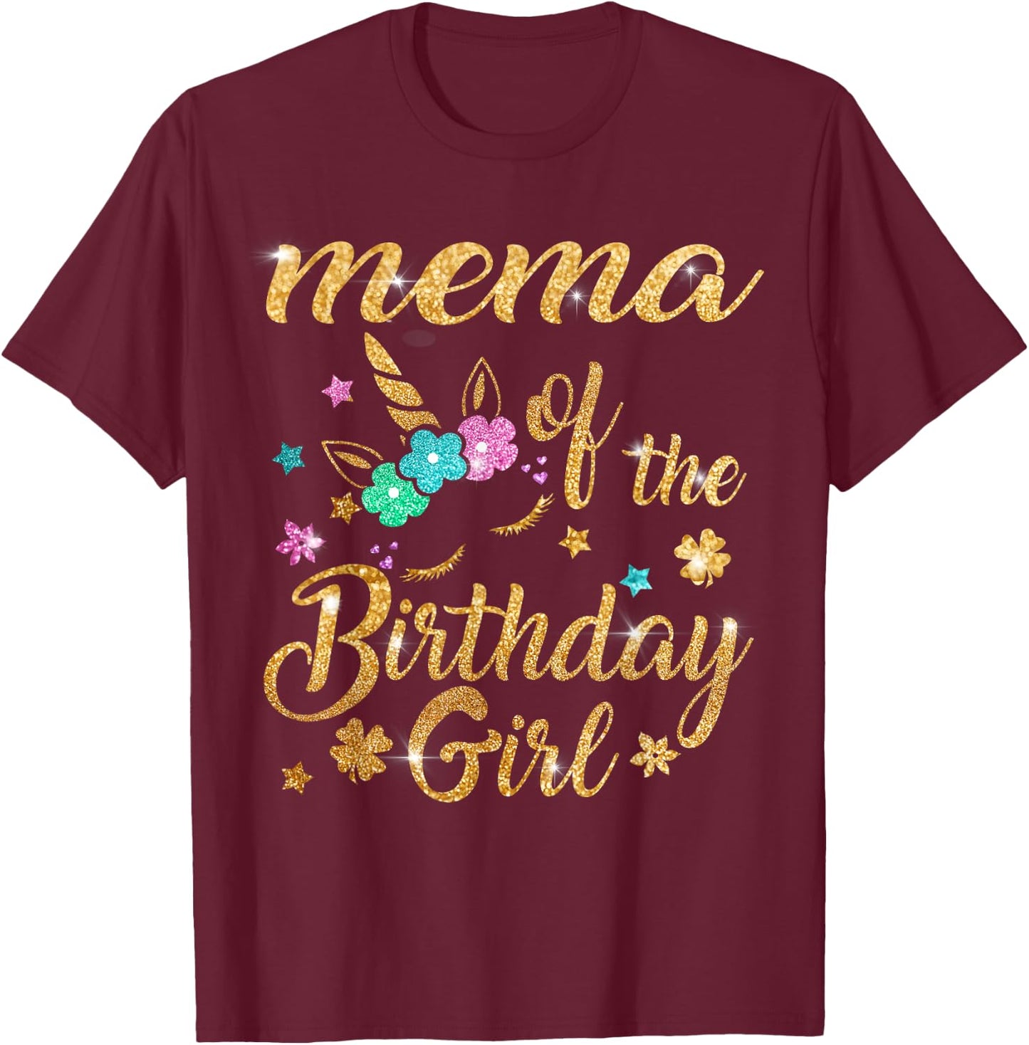 Mema of The Birthday Girl Unicorn Grandma T-Shirt - T-Shirt | Maroon