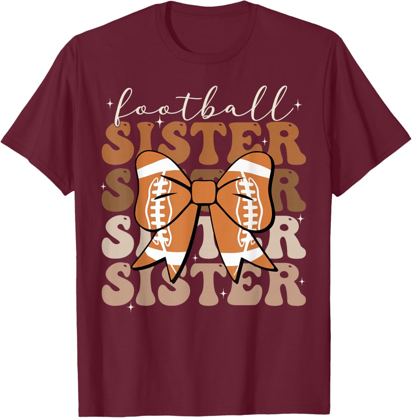 Football Sister Vintage Sport Lover Sister Mothers Da T-Shirt - T-Shirt | Maroon